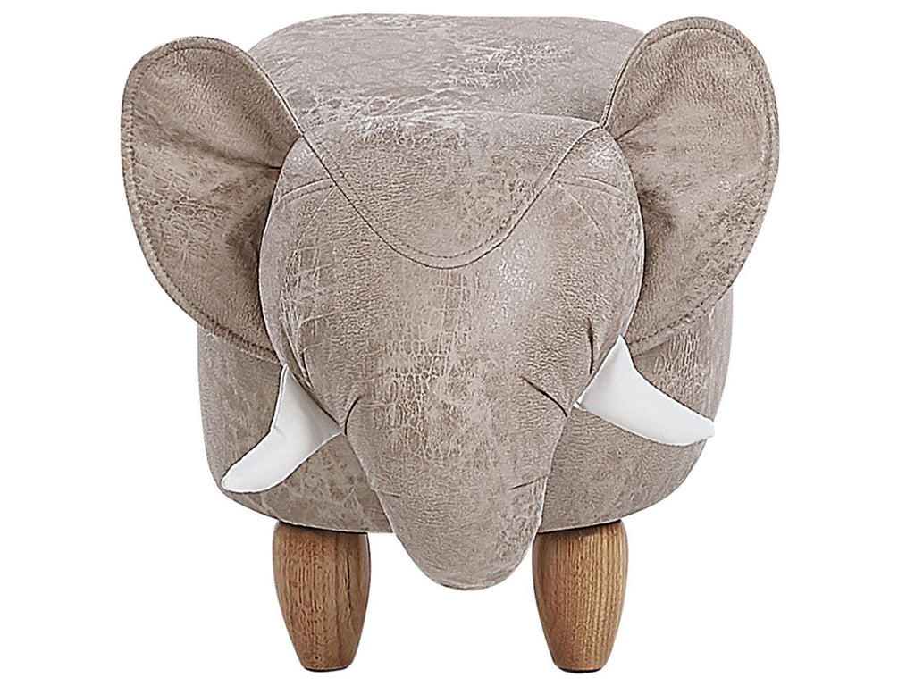  Storage Animal Stool JUMBO Faux Leather Grey Elephant