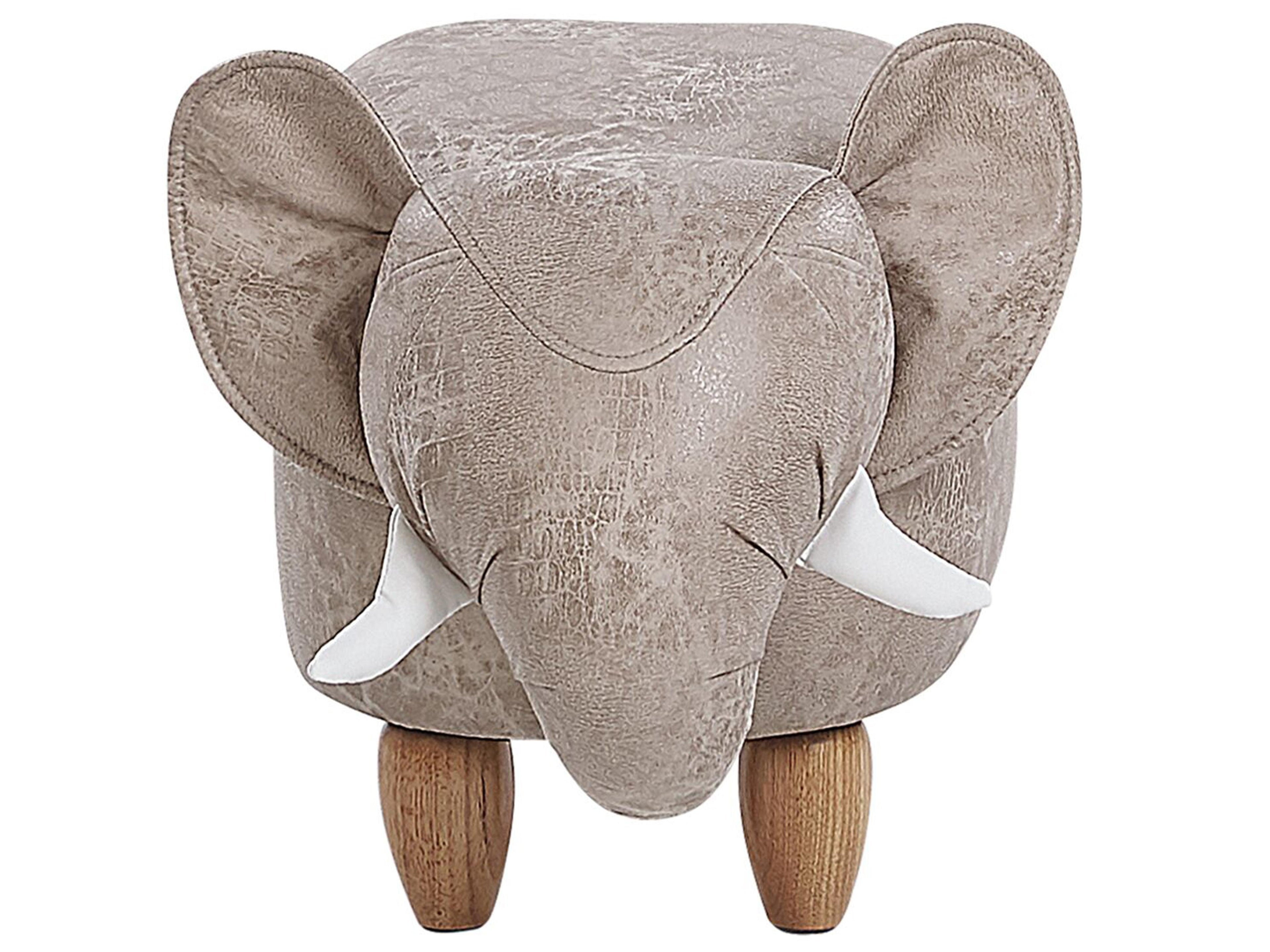  Storage Animal Stool JUMBO Faux Leather Grey Elephant
