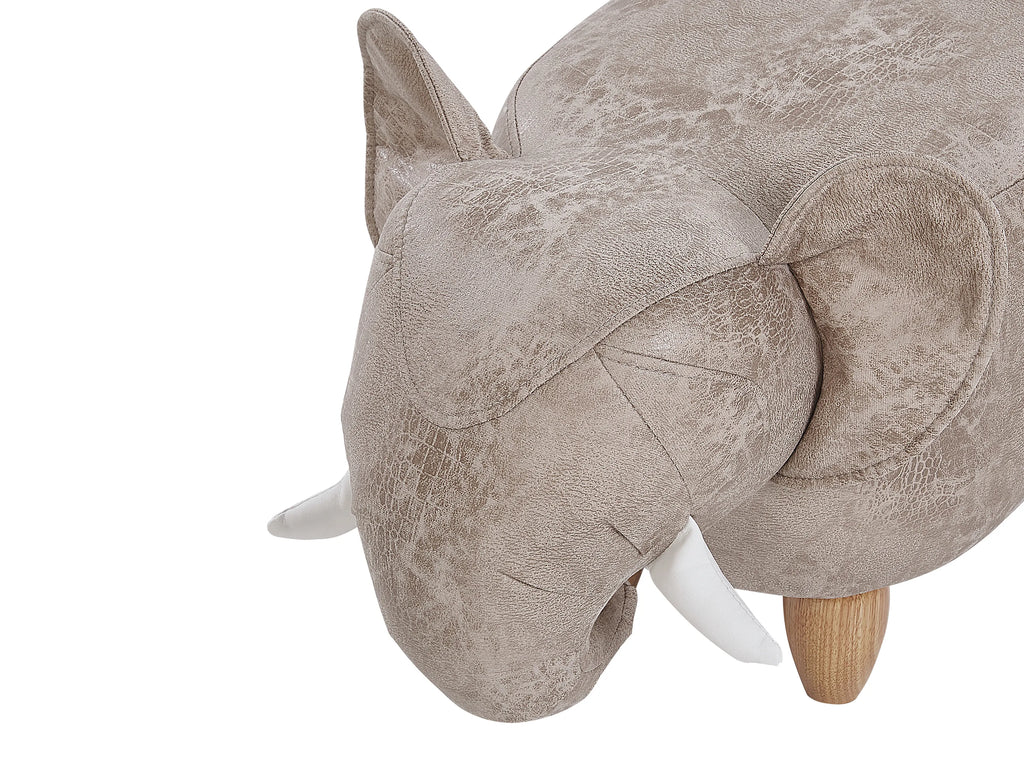  Storage Animal Stool JUMBO Faux Leather Grey Elephant