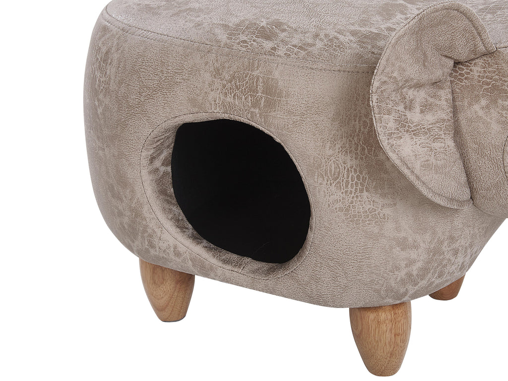  Storage Animal Stool JUMBO Faux Leather Grey Elephant