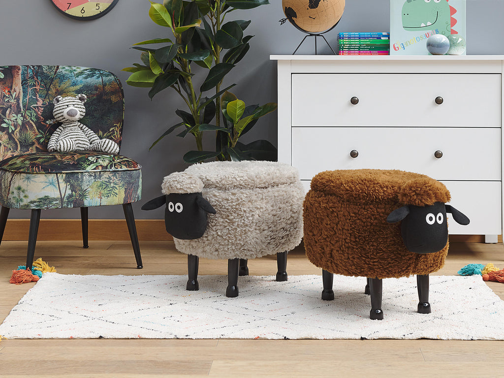  Storage Animal Stool SHEEP Fabric Brown Sheep