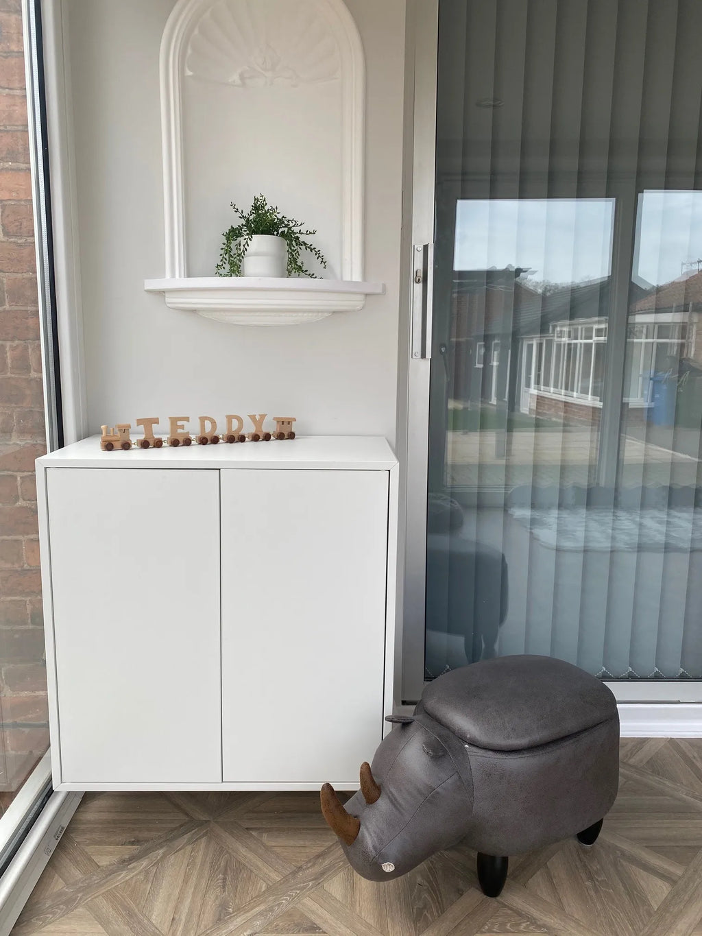  Storage Animal Stool RHINO Faux Leather Dark Grey Rhino