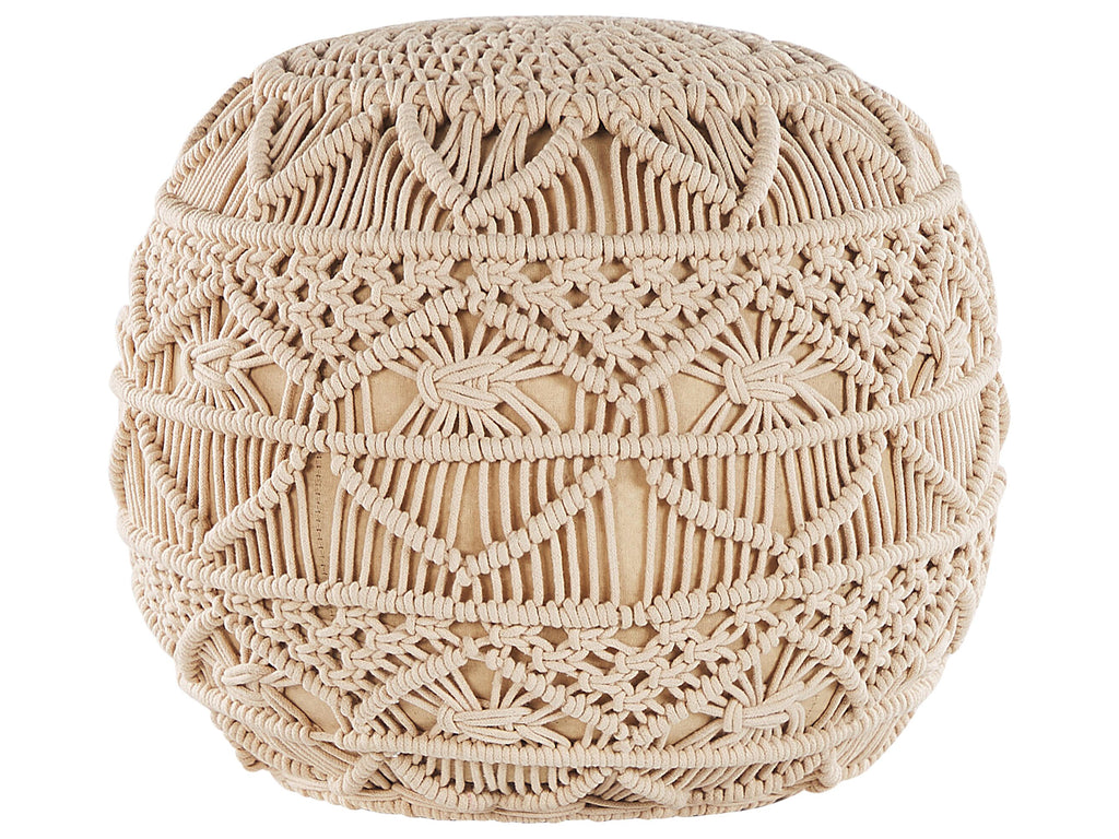 Pouffe Macramé KAYSERI Cotton Beige