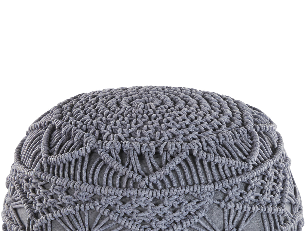  Pouffe Macramé KAYSERI Cotton Grey