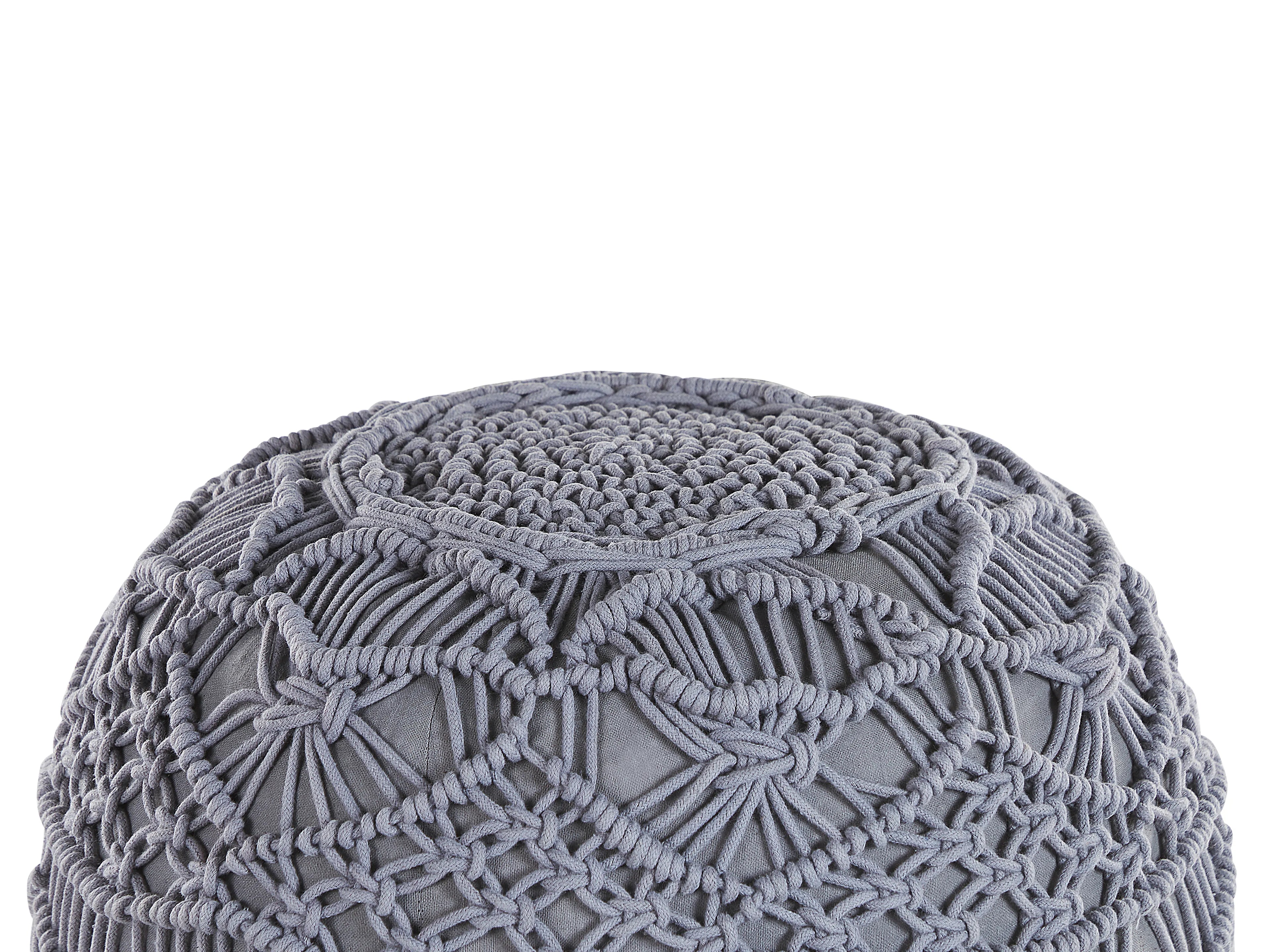  Pouffe Macramé KAYSERI Cotton Grey