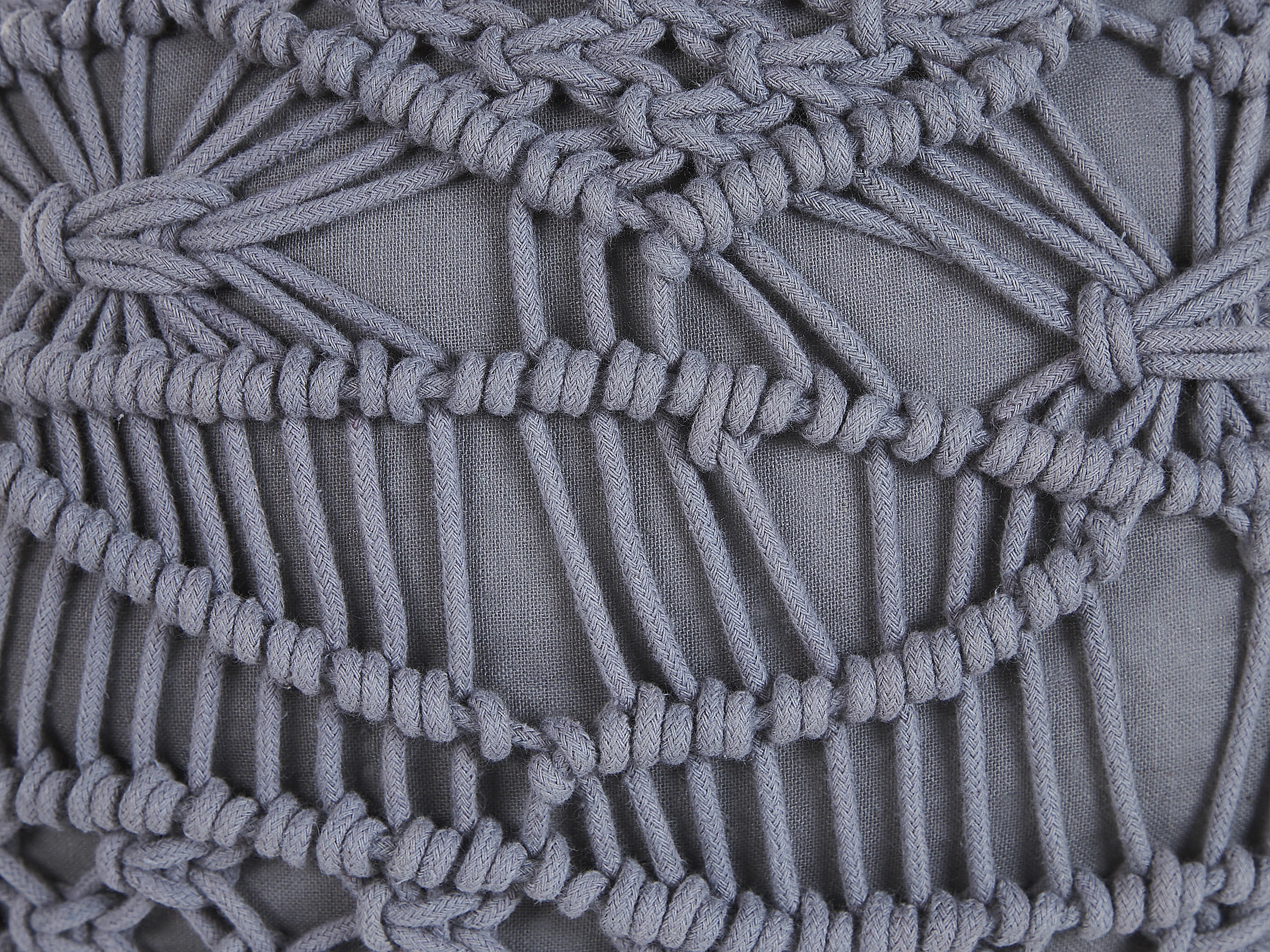  Pouffe Macramé KAYSERI Cotton Grey