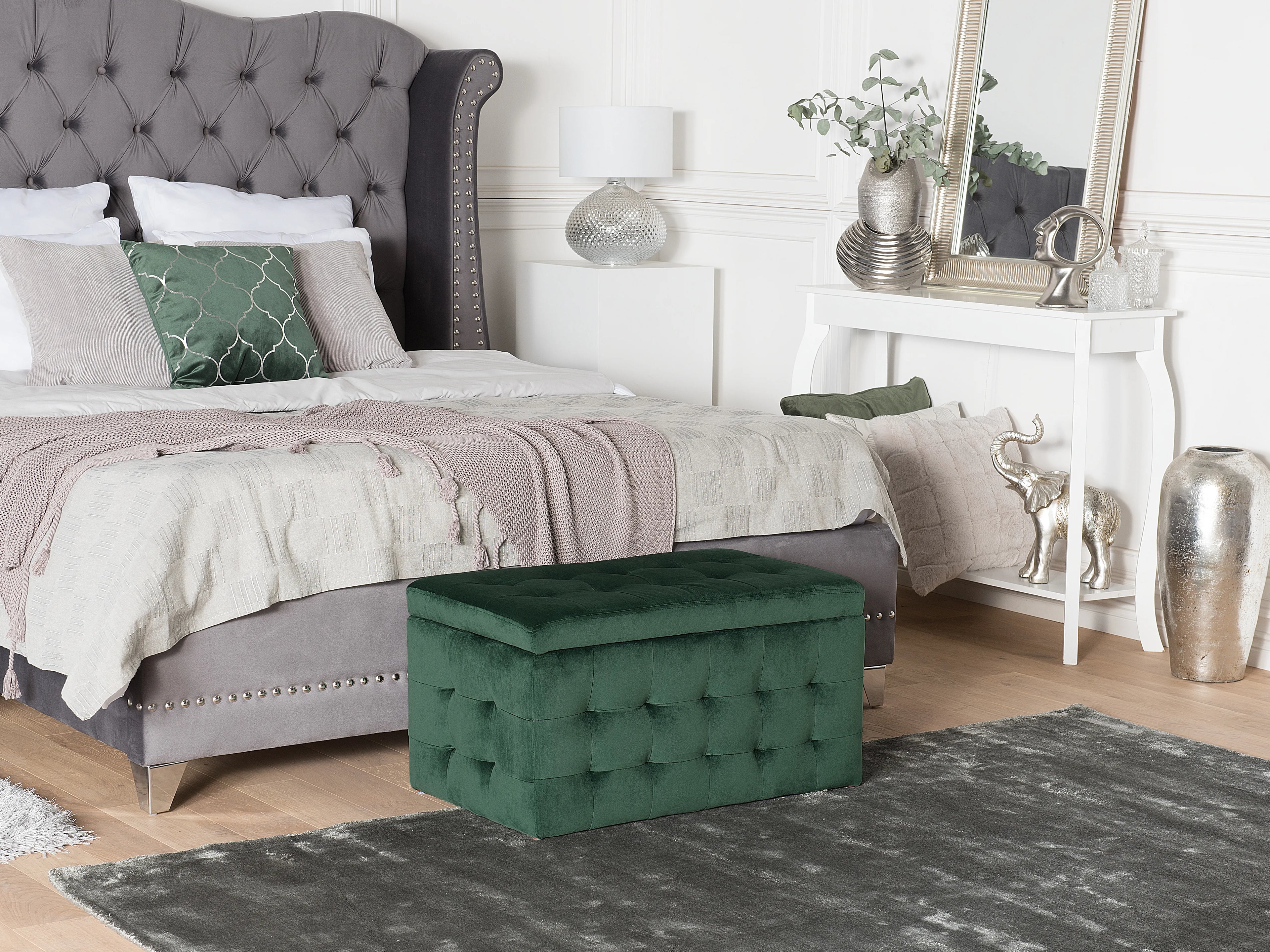  Storage Ottoman MICHIGAN Velvet Dark Green