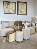  Set Of 2 Storage Pouffes MIRAMAR Velvet White