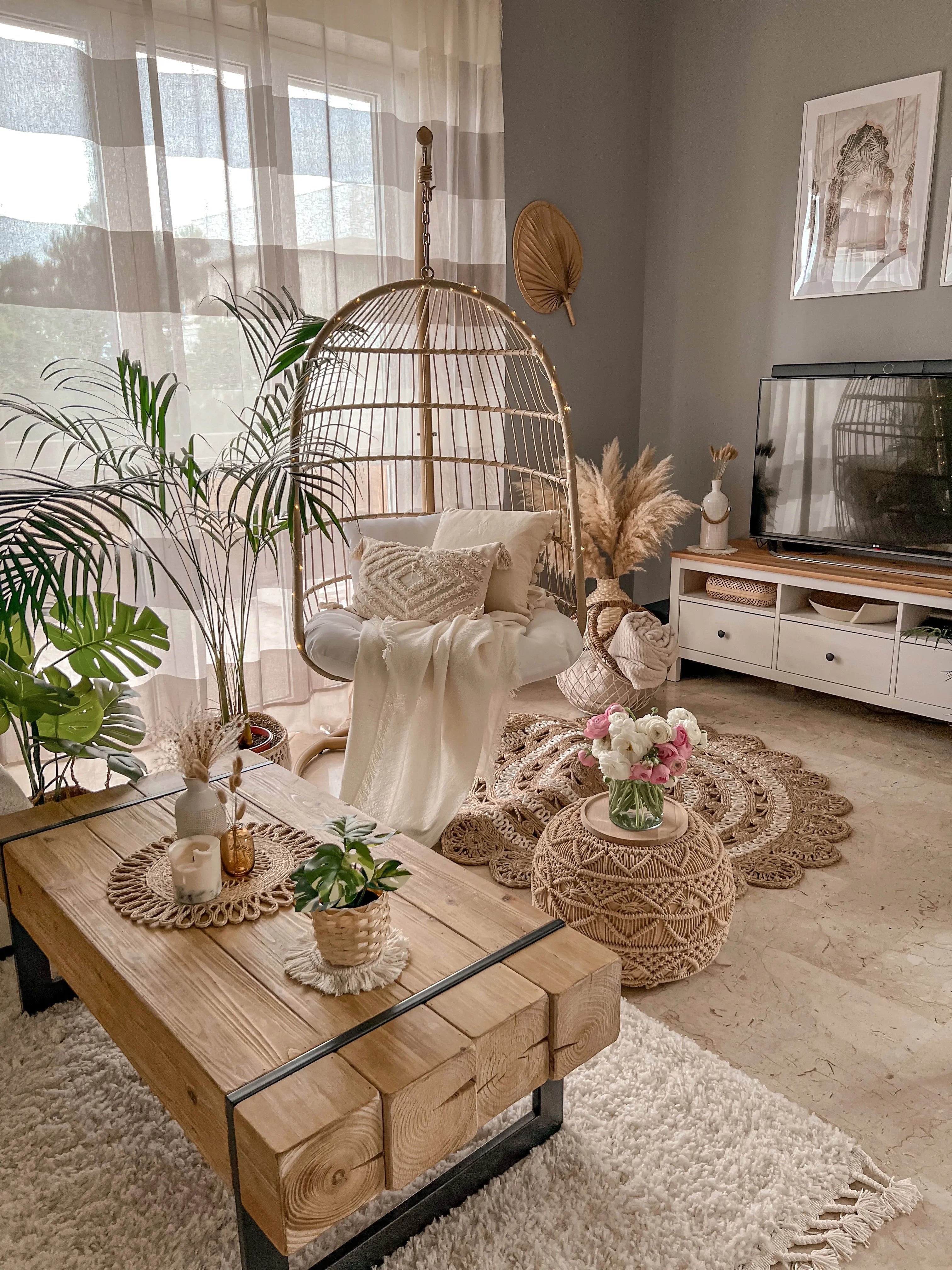  Pouffe Macramé KAYSERI Cotton Beige