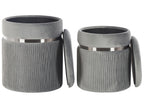  Set Of 2 Storage Pouffes CAMDENTON Velvet Light Grey