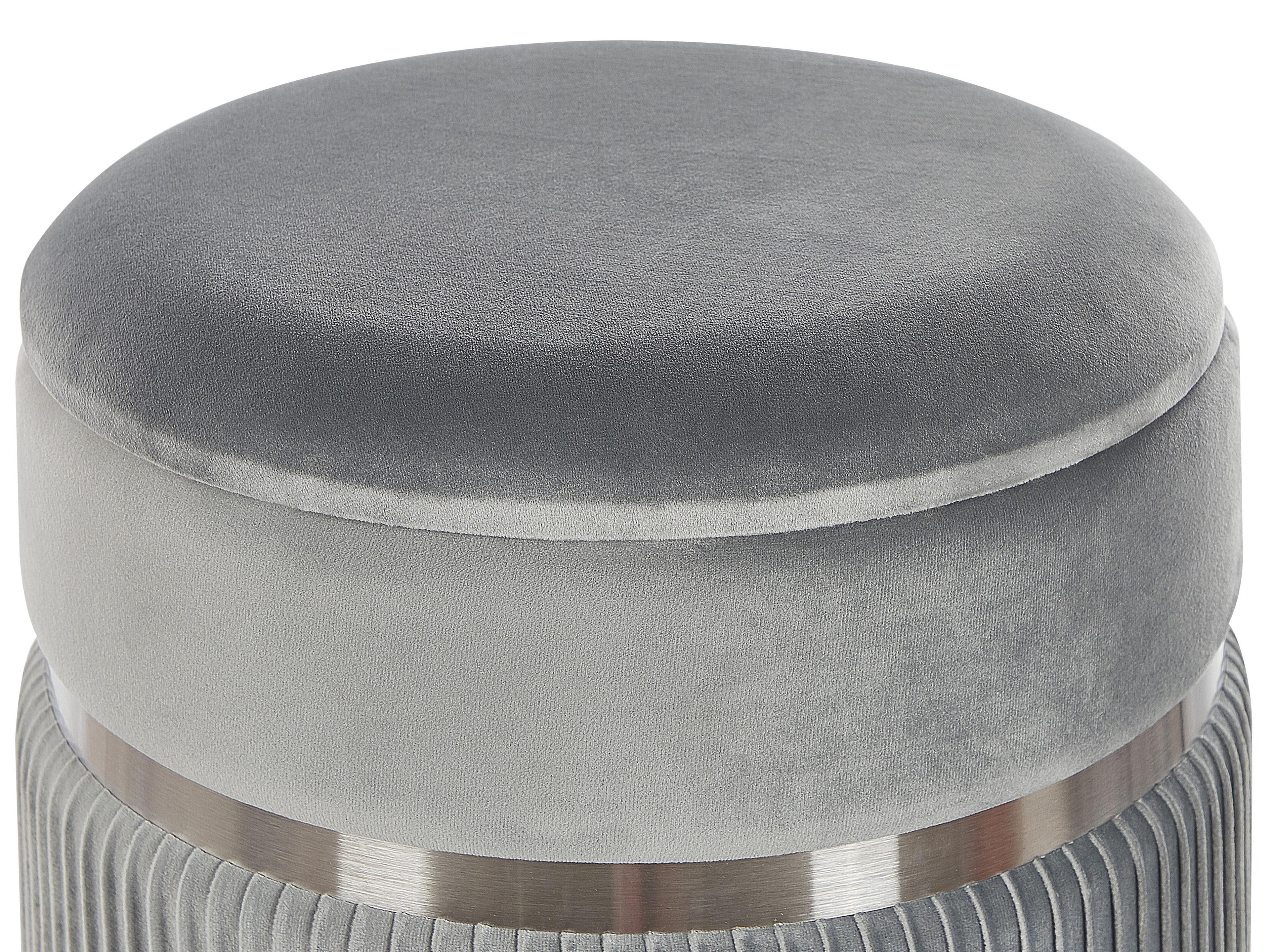  Set Of 2 Storage Pouffes CAMDENTON Velvet Light Grey