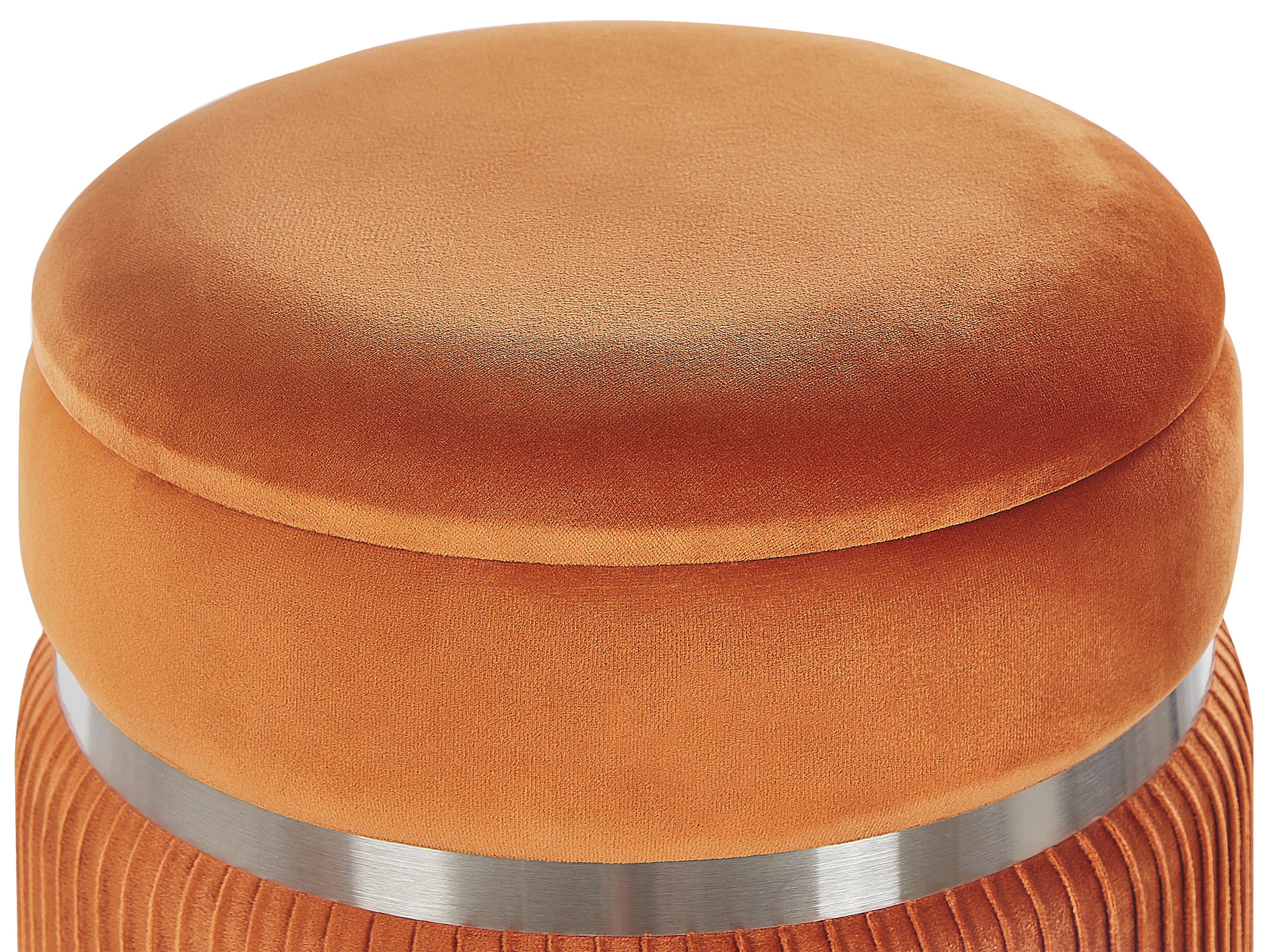  Set Of 2 Storage Pouffes CAMDENTON Velvet Orange