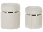  Set Of 2 Storage Pouffes CAMDENTON Velvet Off-White