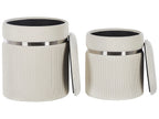  Set Of 2 Storage Pouffes CAMDENTON Velvet Off-White