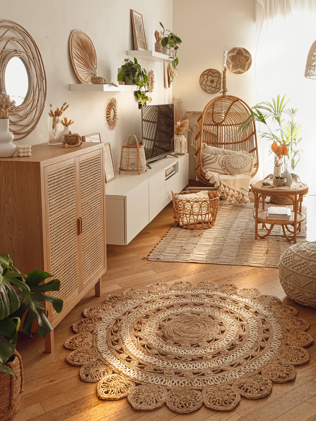  Pouffe Macramé KAYSERI Cotton Beige
