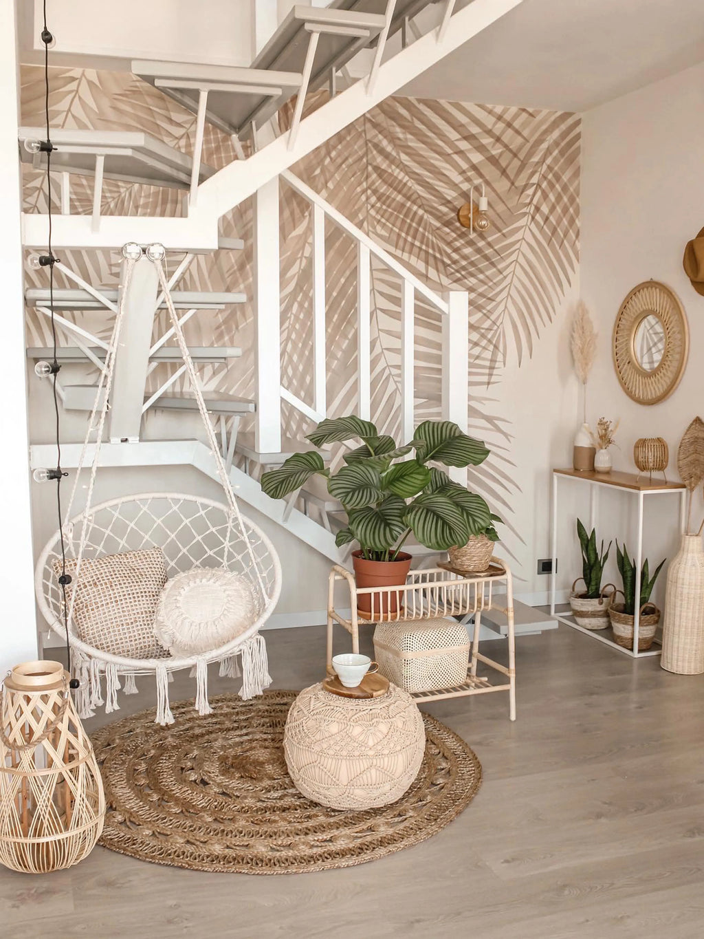  Pouffe Macramé KAYSERI Cotton Beige