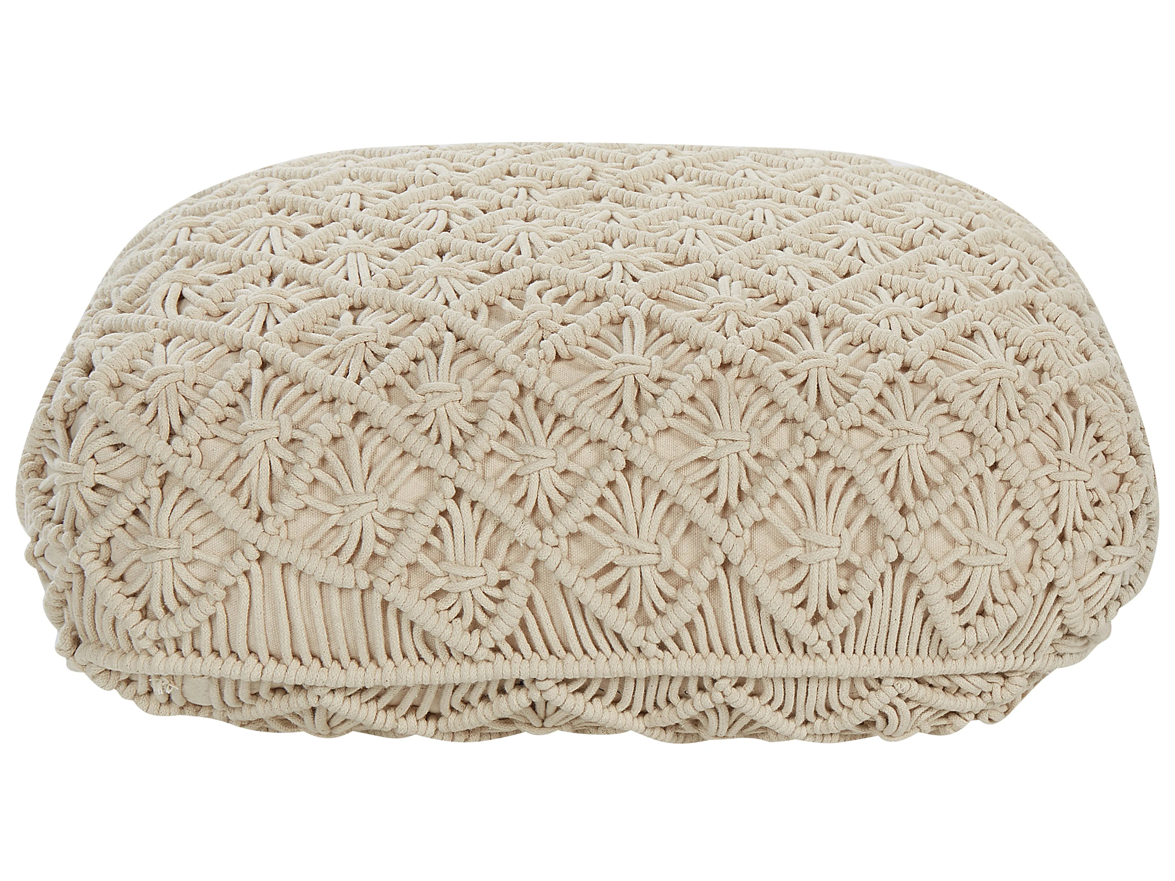  Pouffe Macramé BERRECHID Cotton Beige