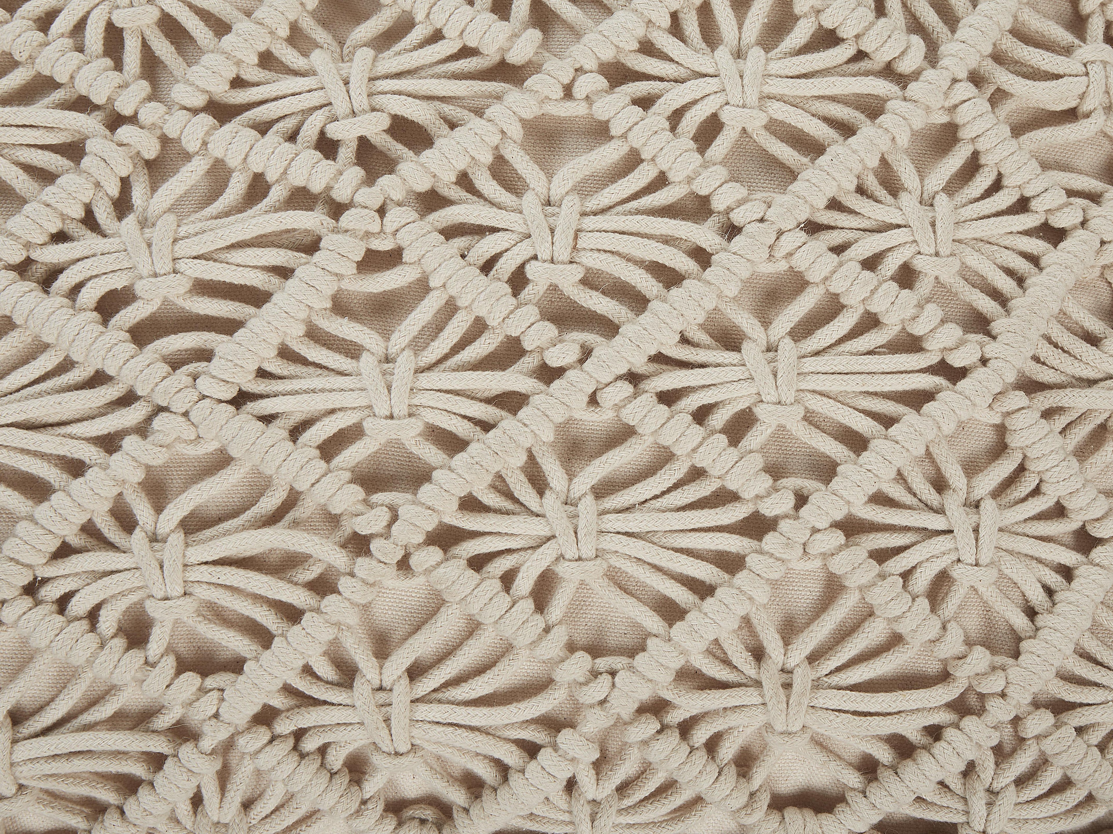  Pouffe Macramé BERRECHID Cotton Beige
