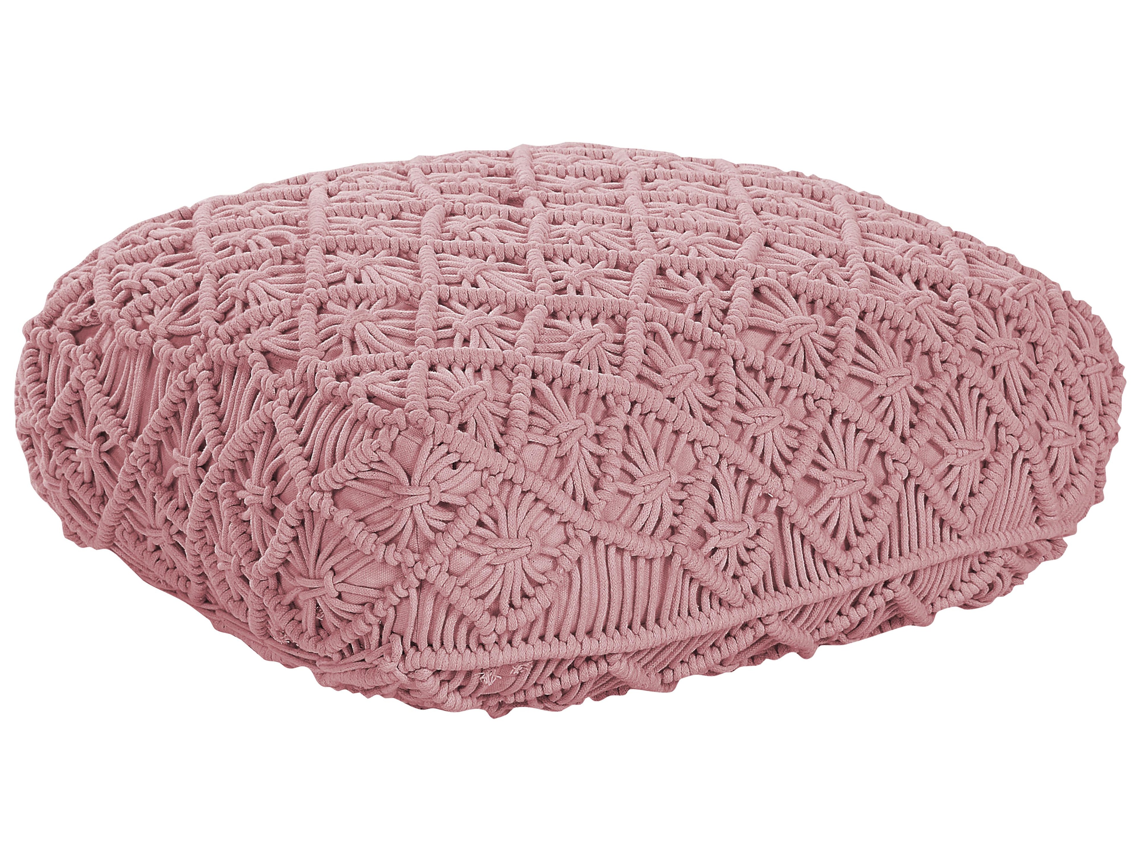  Pouffe Macramé BERRECHID Cotton Pink