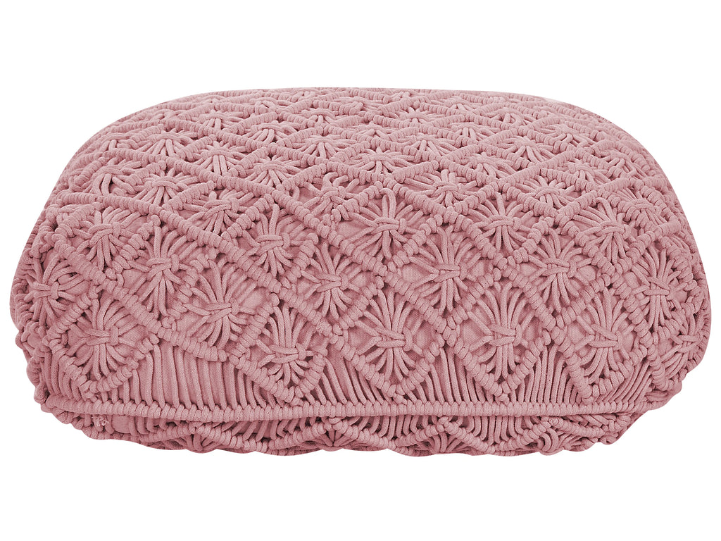  Pouffe Macramé BERRECHID Cotton Pink