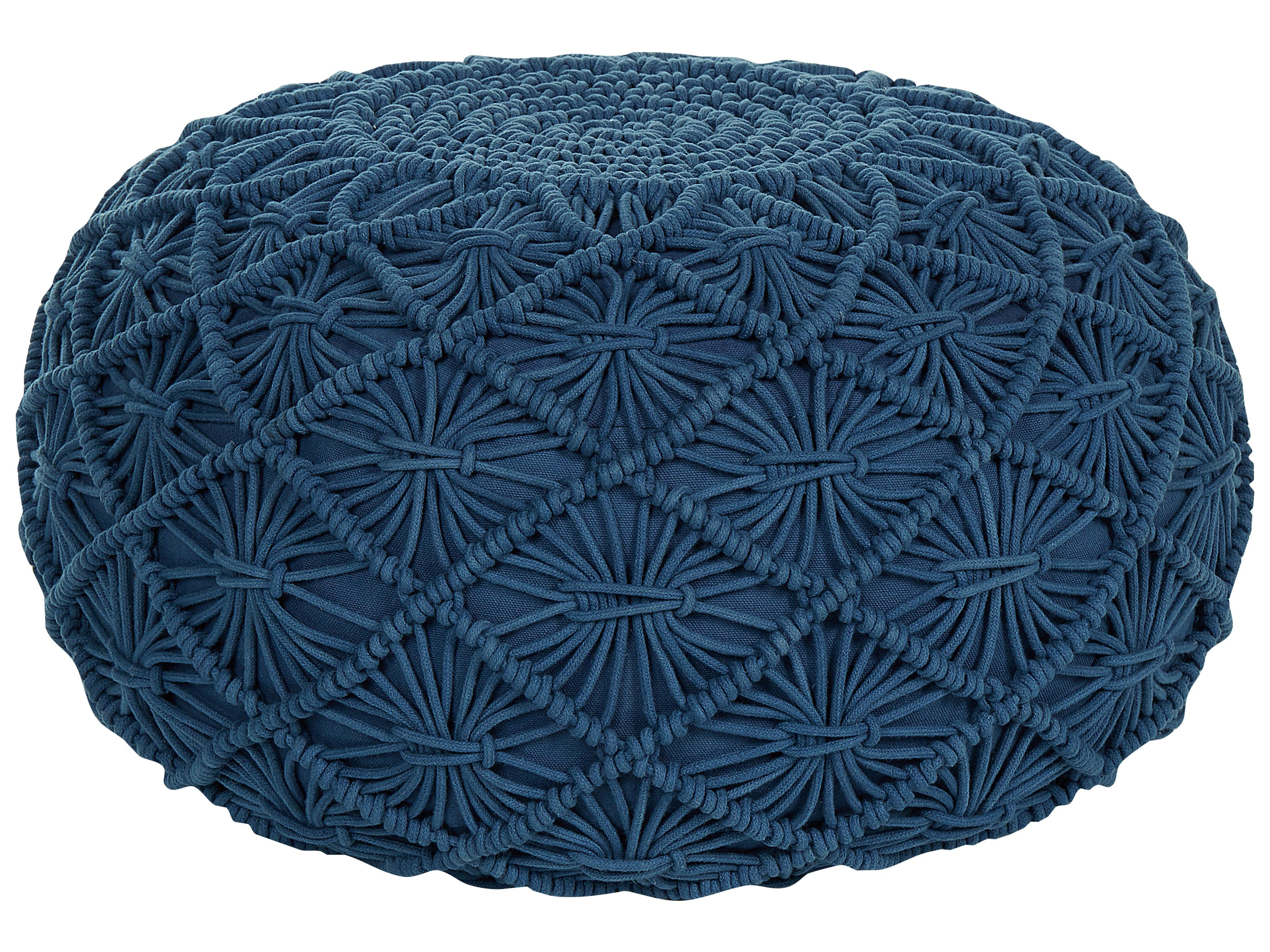  Pouffe Macramé BERKANE Cotton Navy Blue