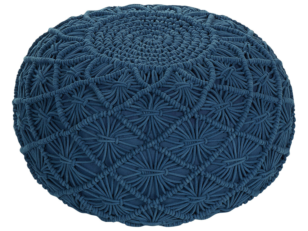  Pouffe Macramé BERKANE Cotton Navy Blue