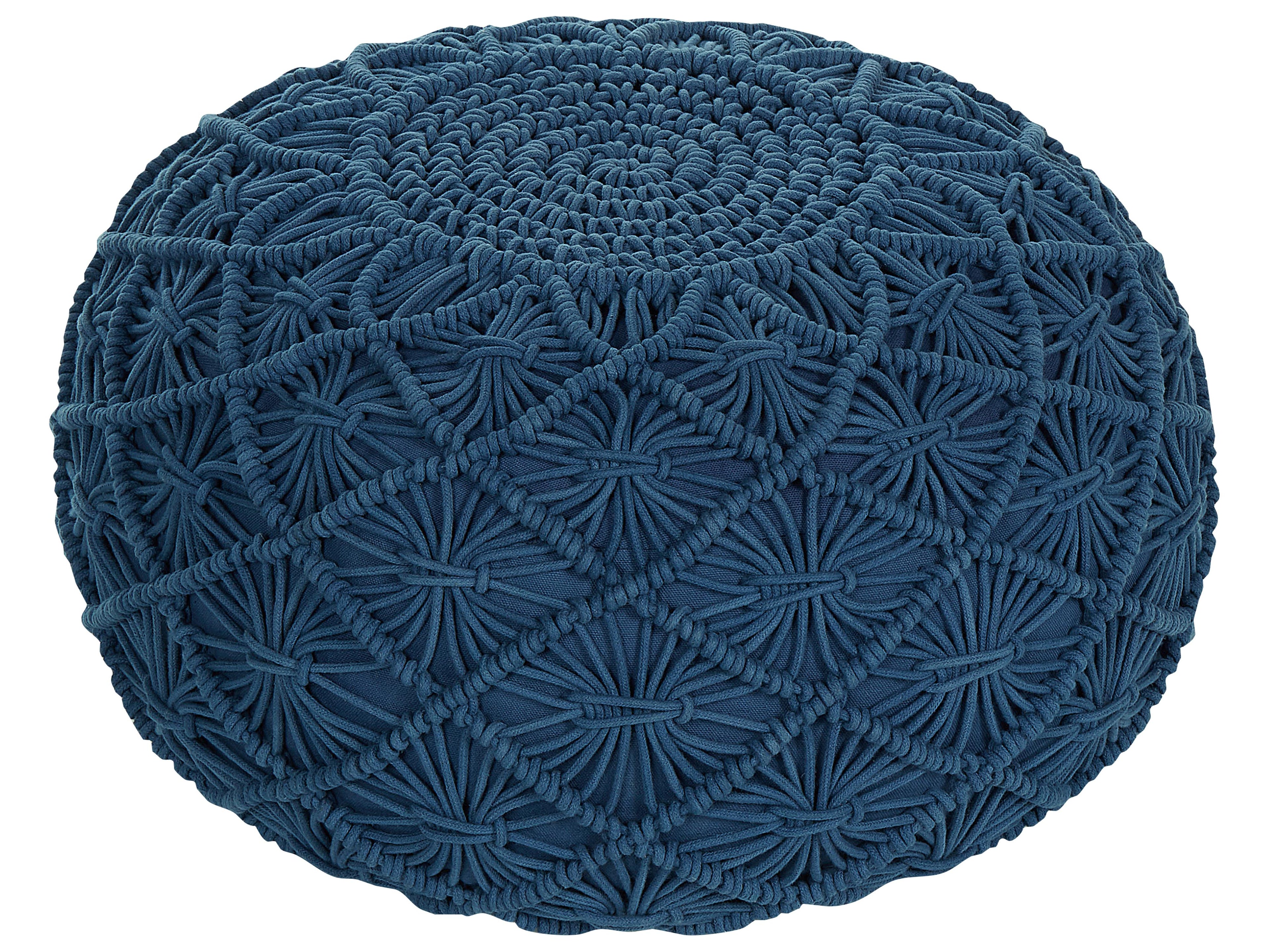  Pouffe Macramé BERKANE Cotton Navy Blue