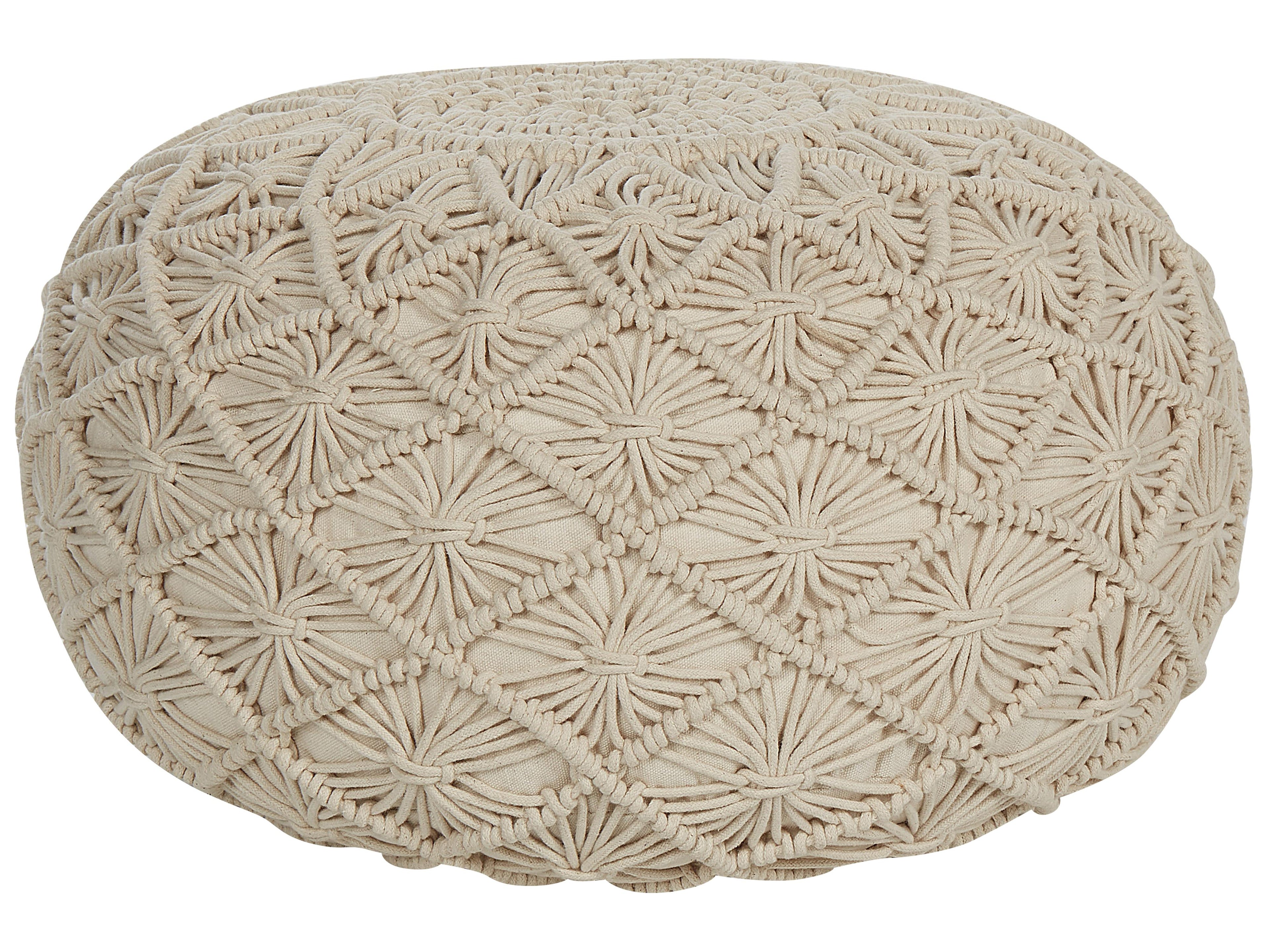  Pouffe Macramé BERKANE Cotton Beige