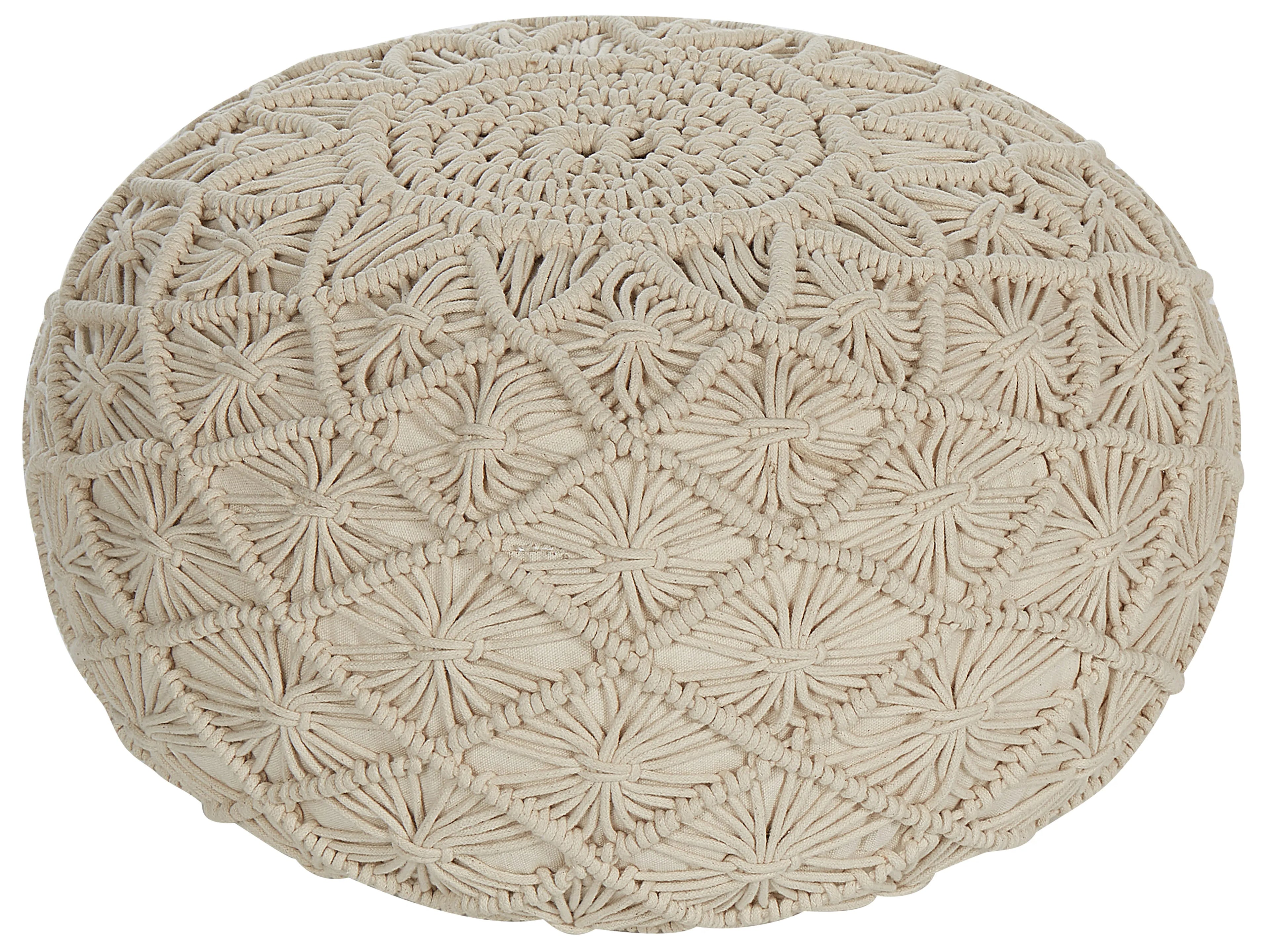  Pouffe Macramé BERKANE Cotton Beige
