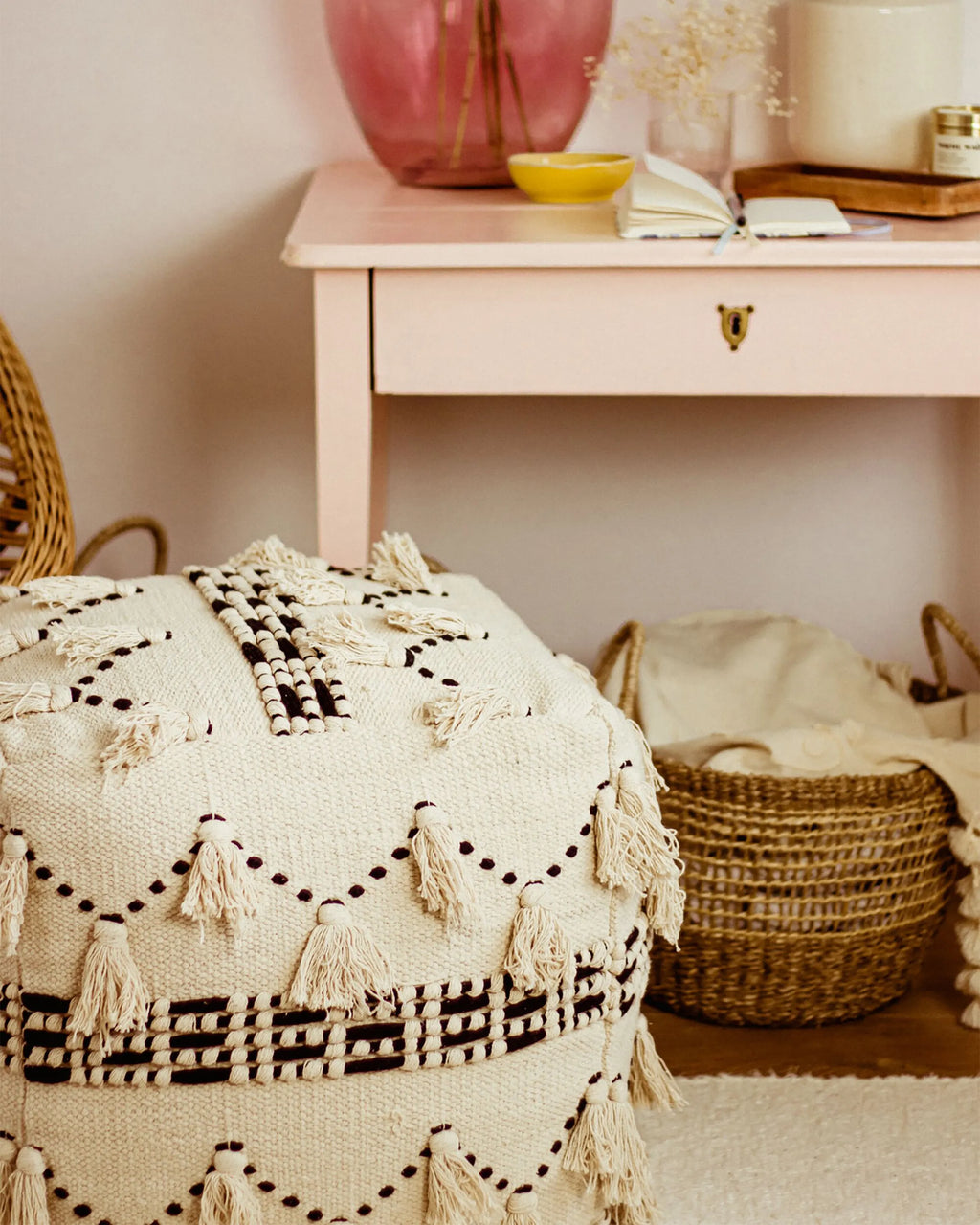  Pouffe THONDI Cotton Beige
