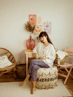  Pouffe THONDI Cotton Beige