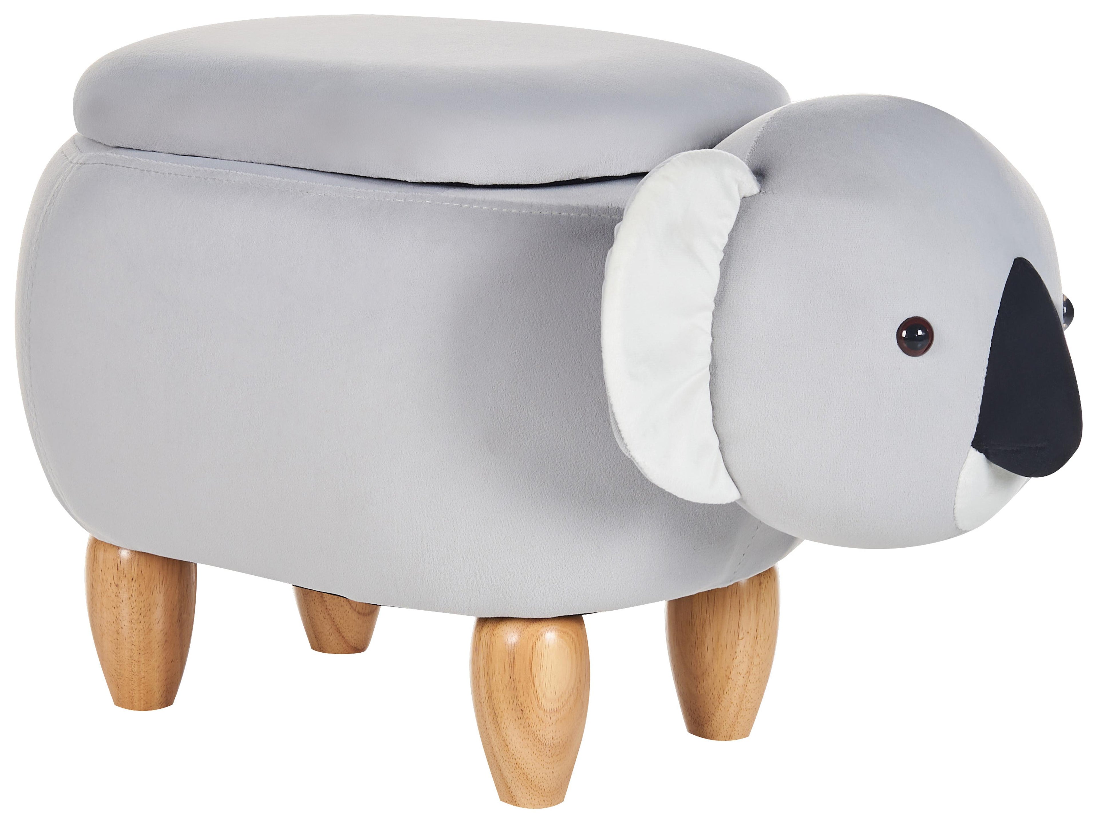  Storage Animal Stool COALA Velvet Light Grey Koala