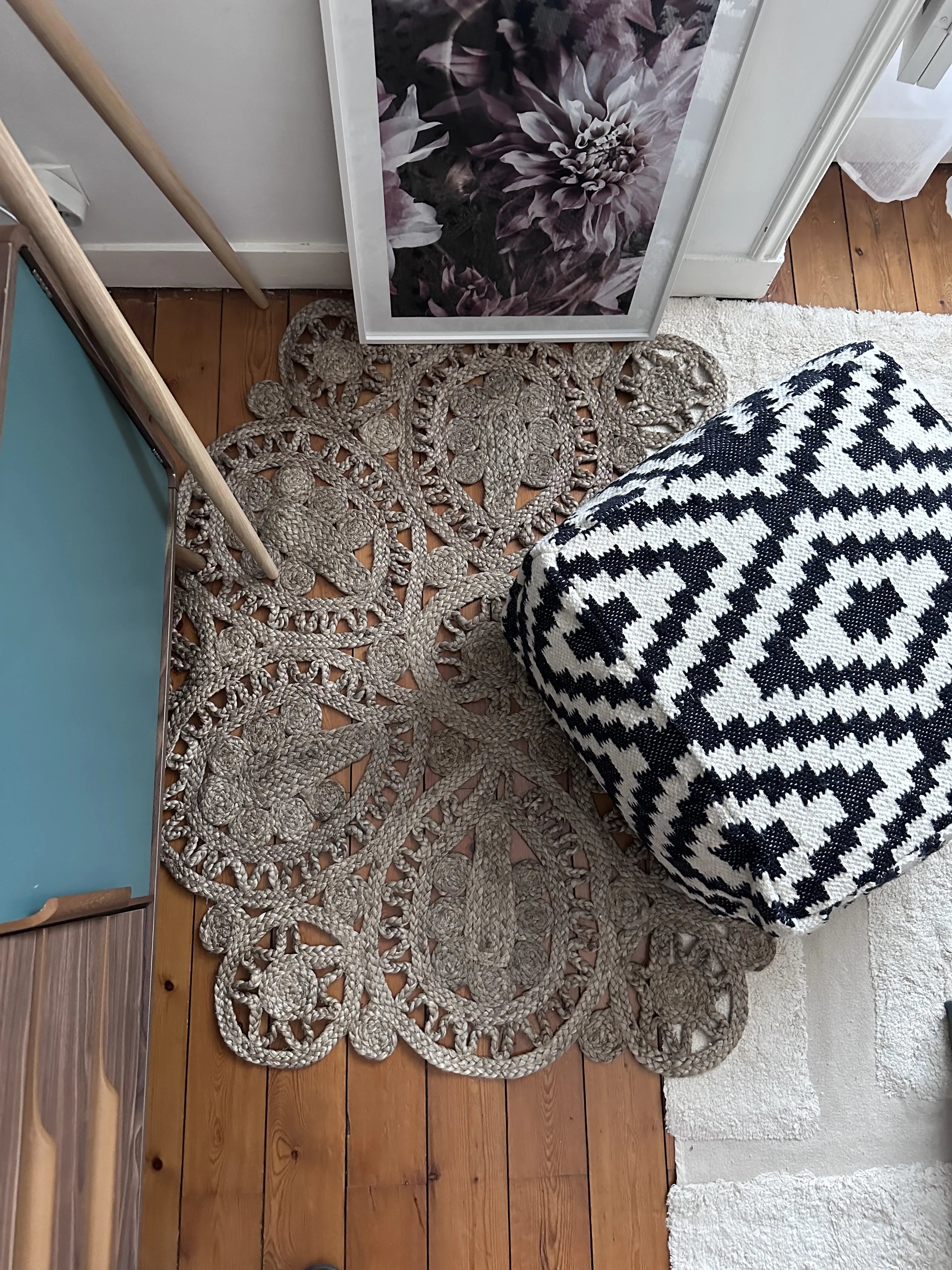  Pouffe KNIDOS Wool Black/ White