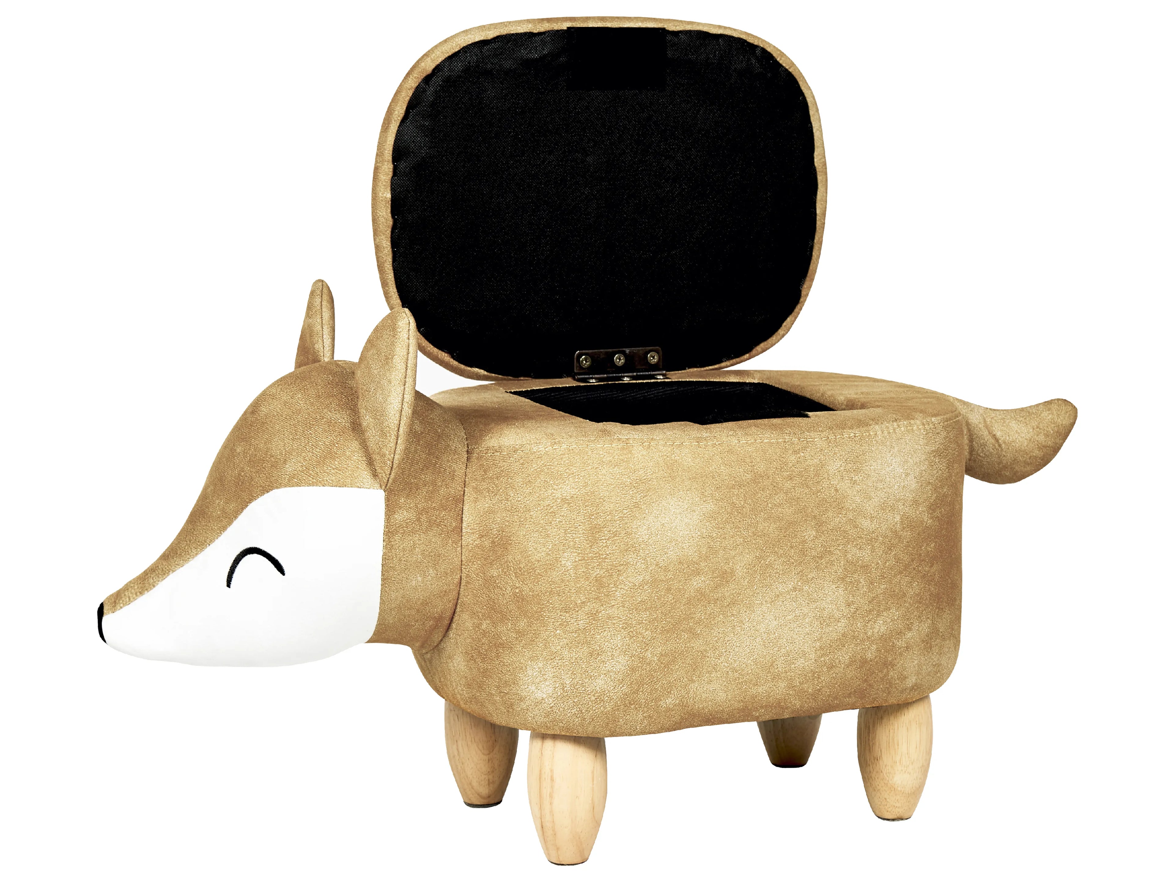  Storage Animal Stool FOX Velvet Orange Fox