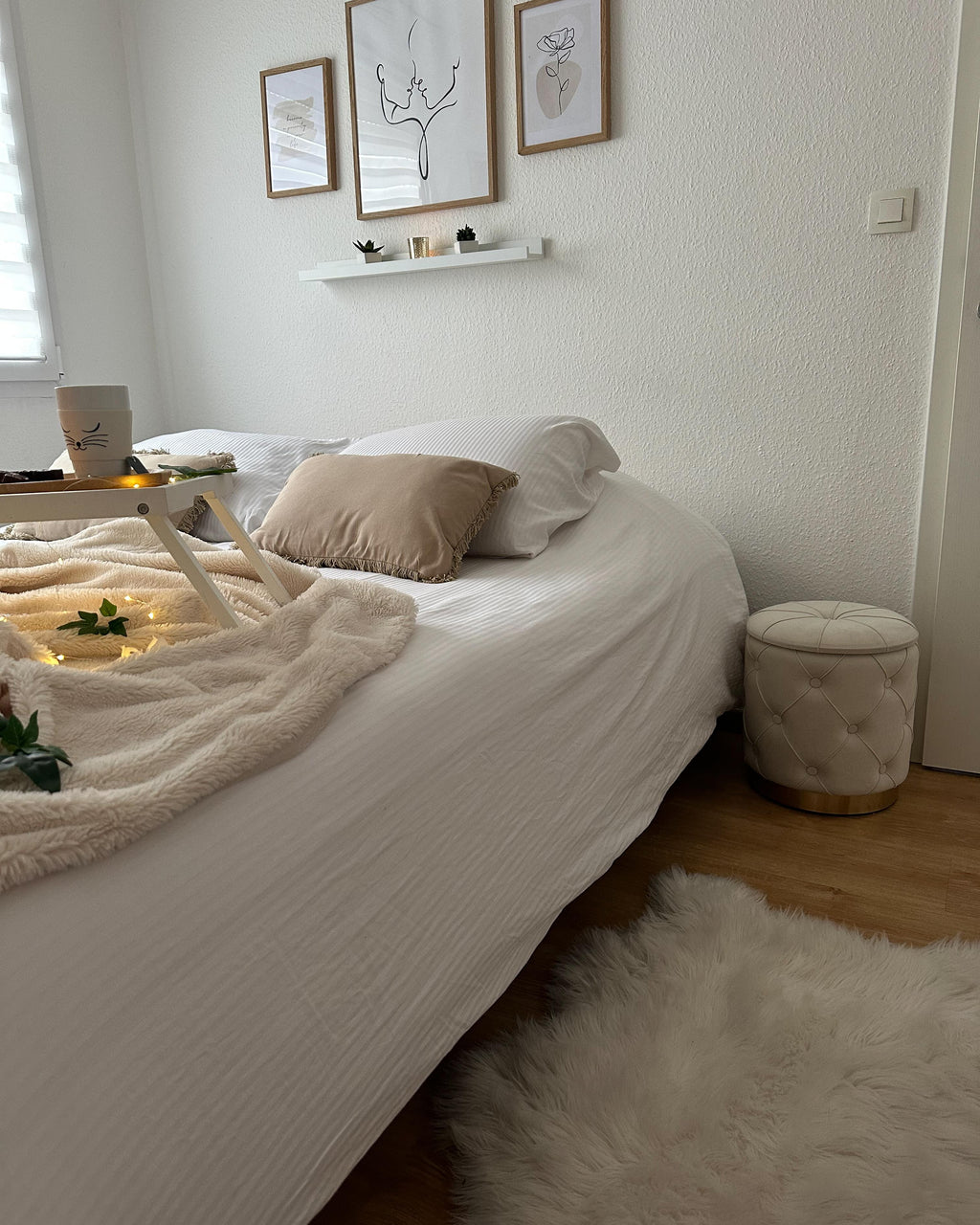  Set Of 2 Storage Pouffes PUEBLO Velvet White