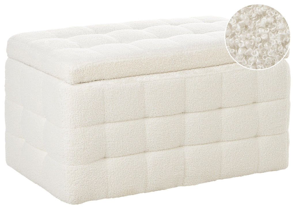  Storage Ottoman MICHIGAN Boucle White