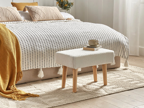  Footstool TAKOMA Boucle White