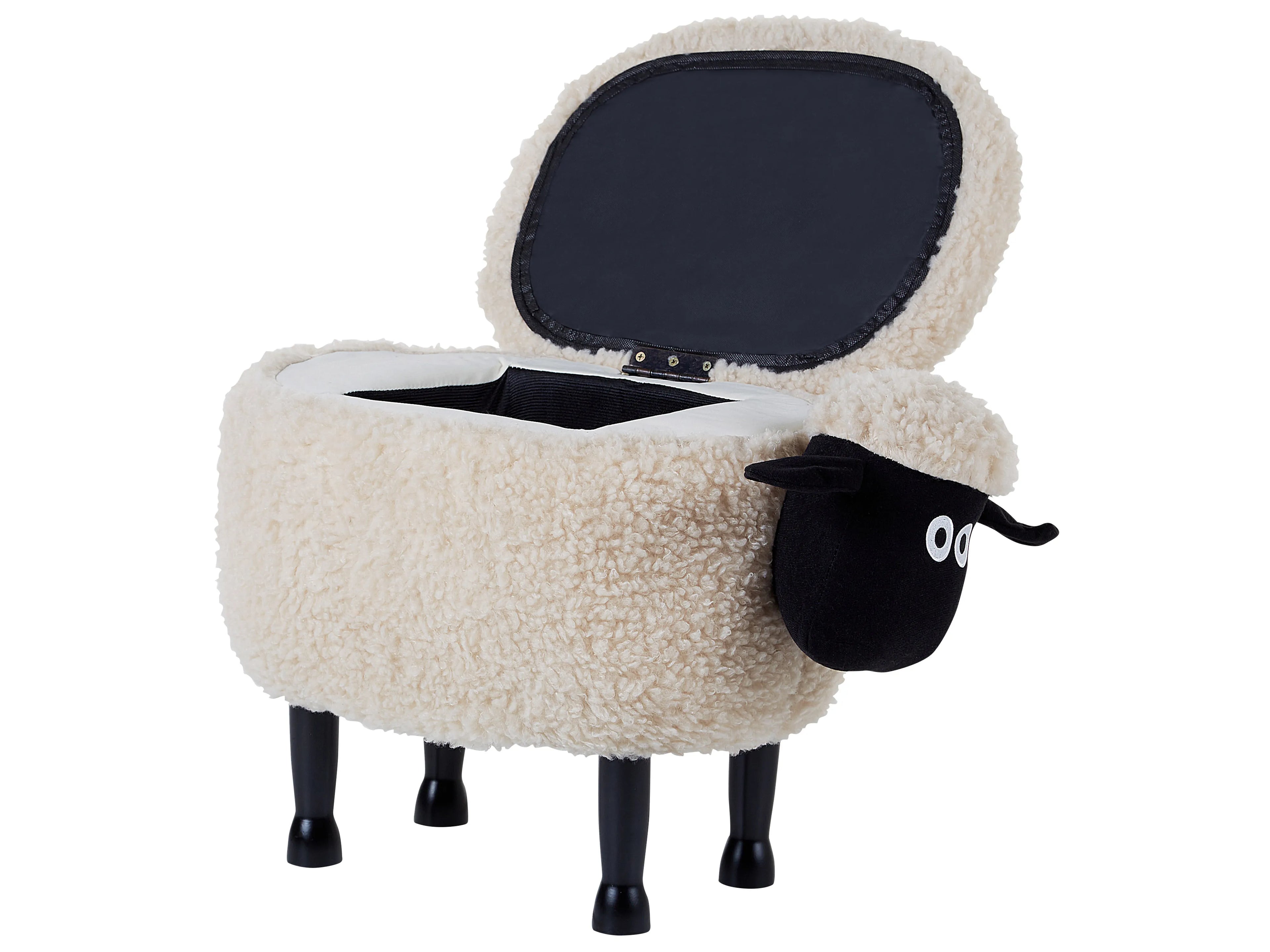  Storage Animal Stool SHEEP Fabric Light Beige Sheep