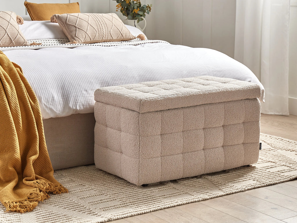  Storage Ottoman MICHIGAN Boucle Beige