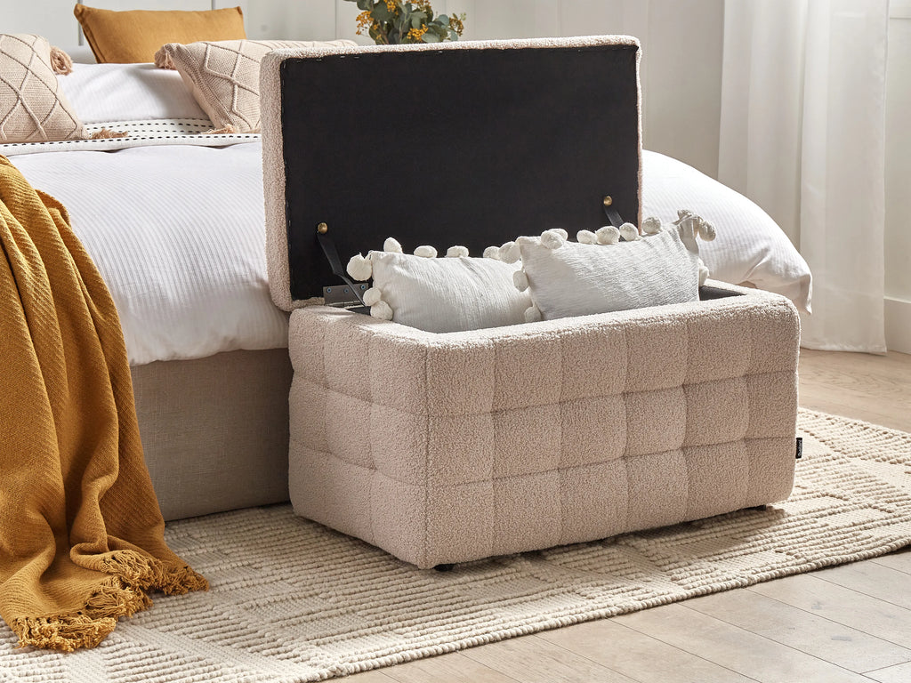  Storage Ottoman MICHIGAN Boucle Beige