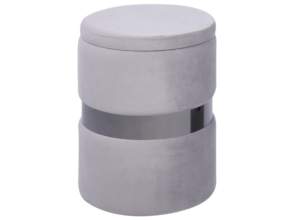  Set Of 2 Storage Pouffes DORIS Velvet Light Grey