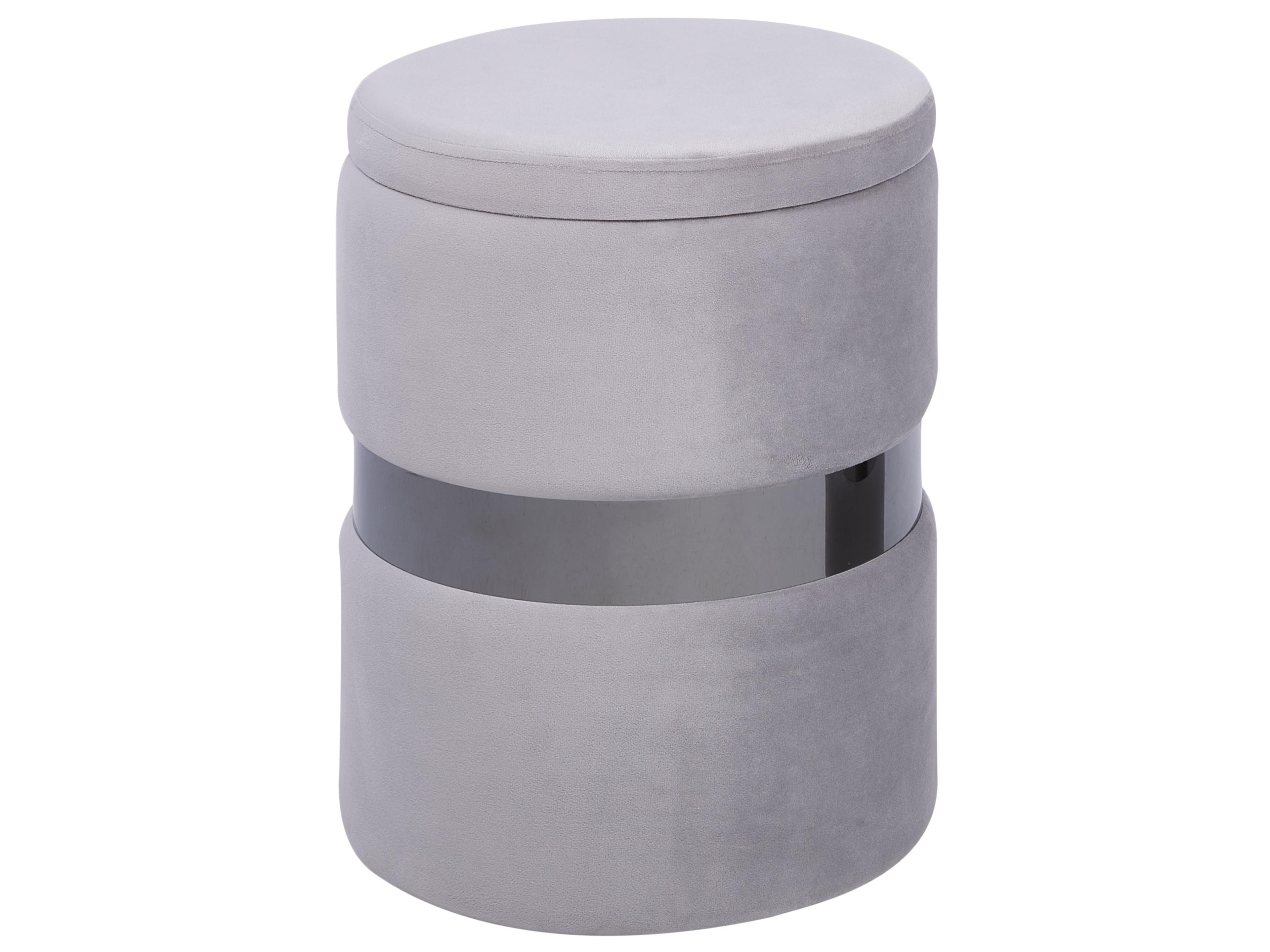  Set Of 2 Storage Pouffes DORIS Velvet Light Grey