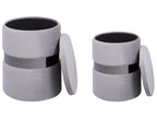  Set Of 2 Storage Pouffes DORIS Velvet Light Grey