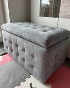 Storage Ottoman MICHIGAN Velvet Light Grey