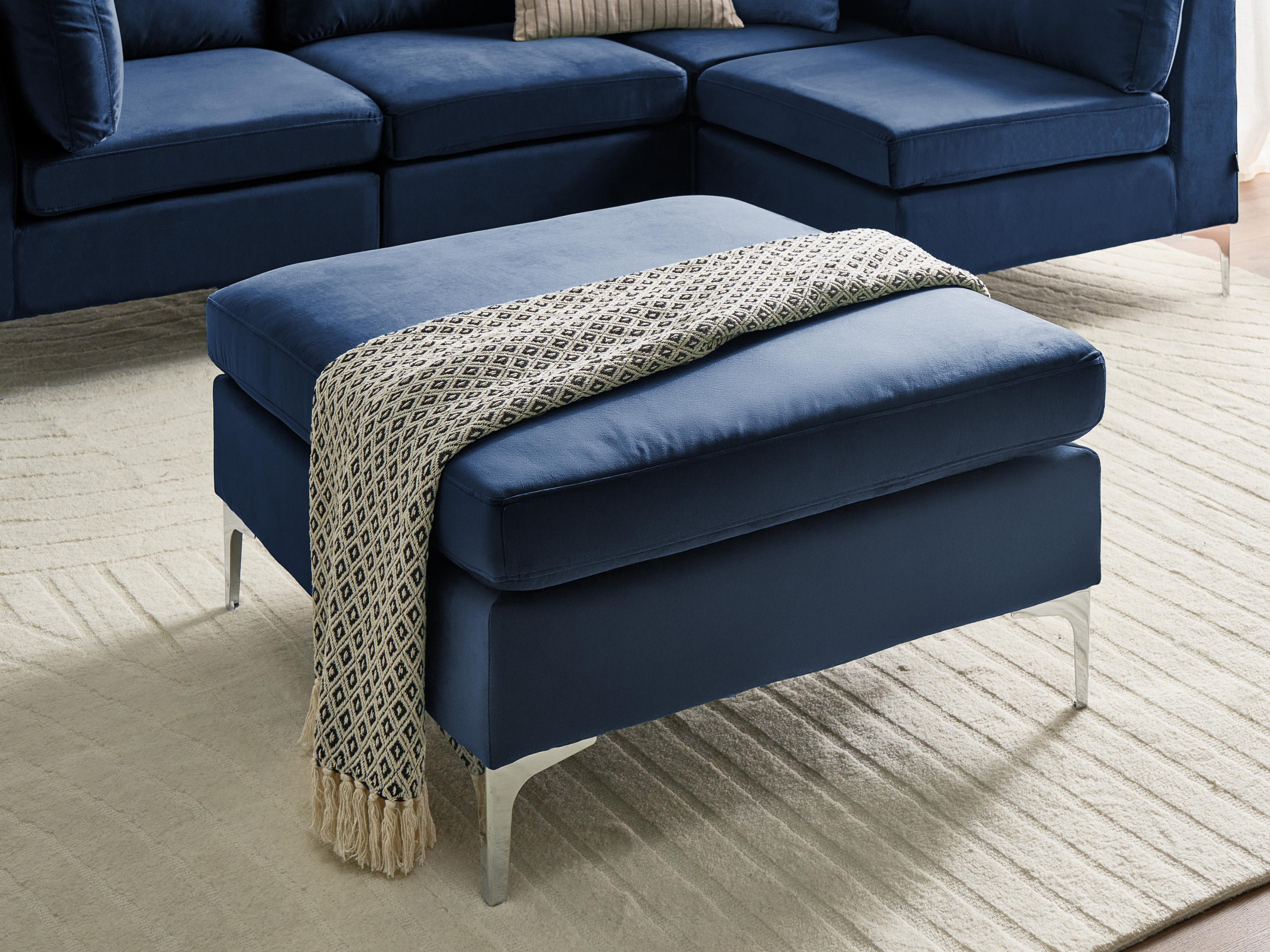  Ottoman EVJA Velvet Navy Blue