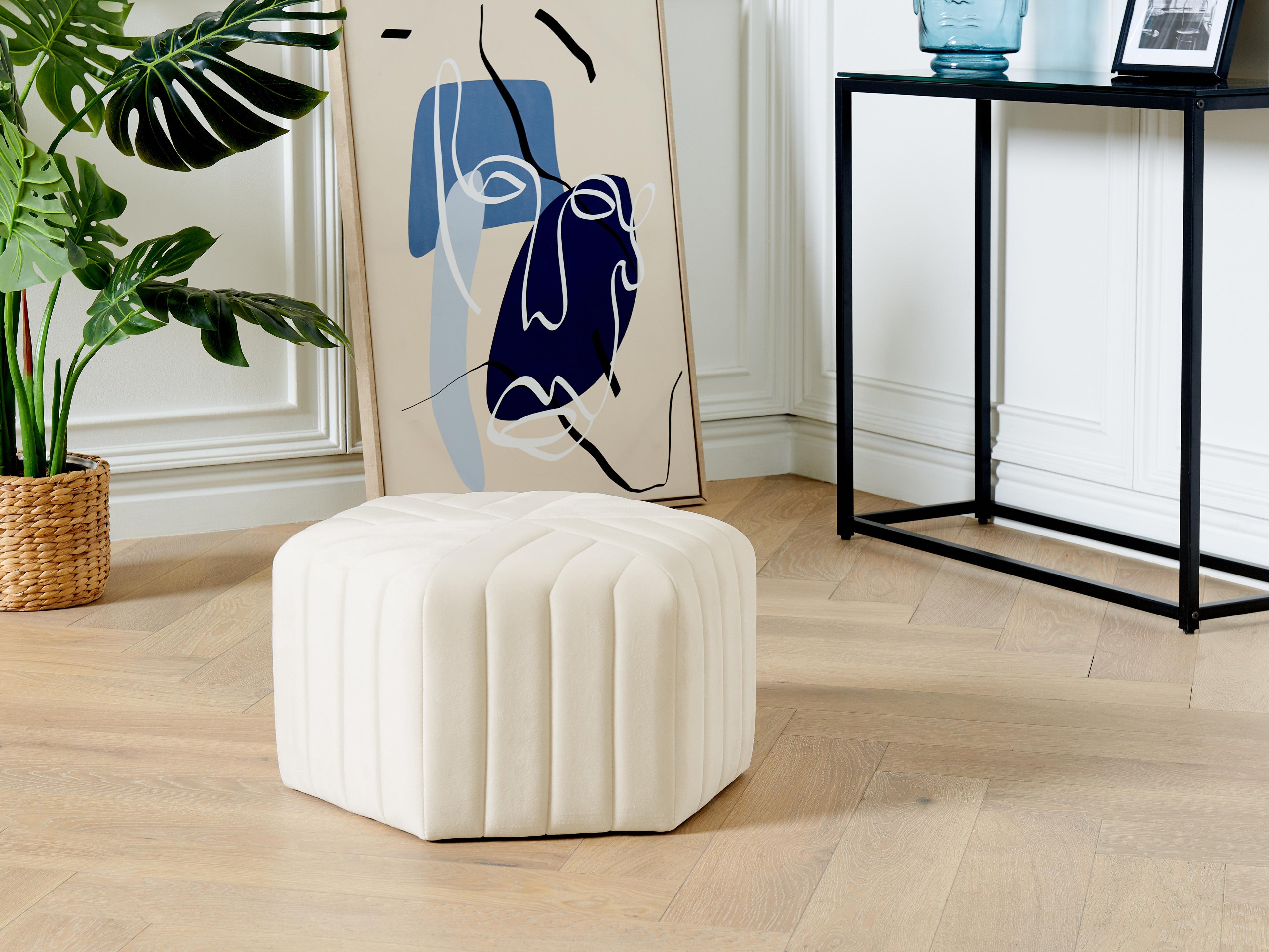  Pouffe MURIETTA Velvet Off-White