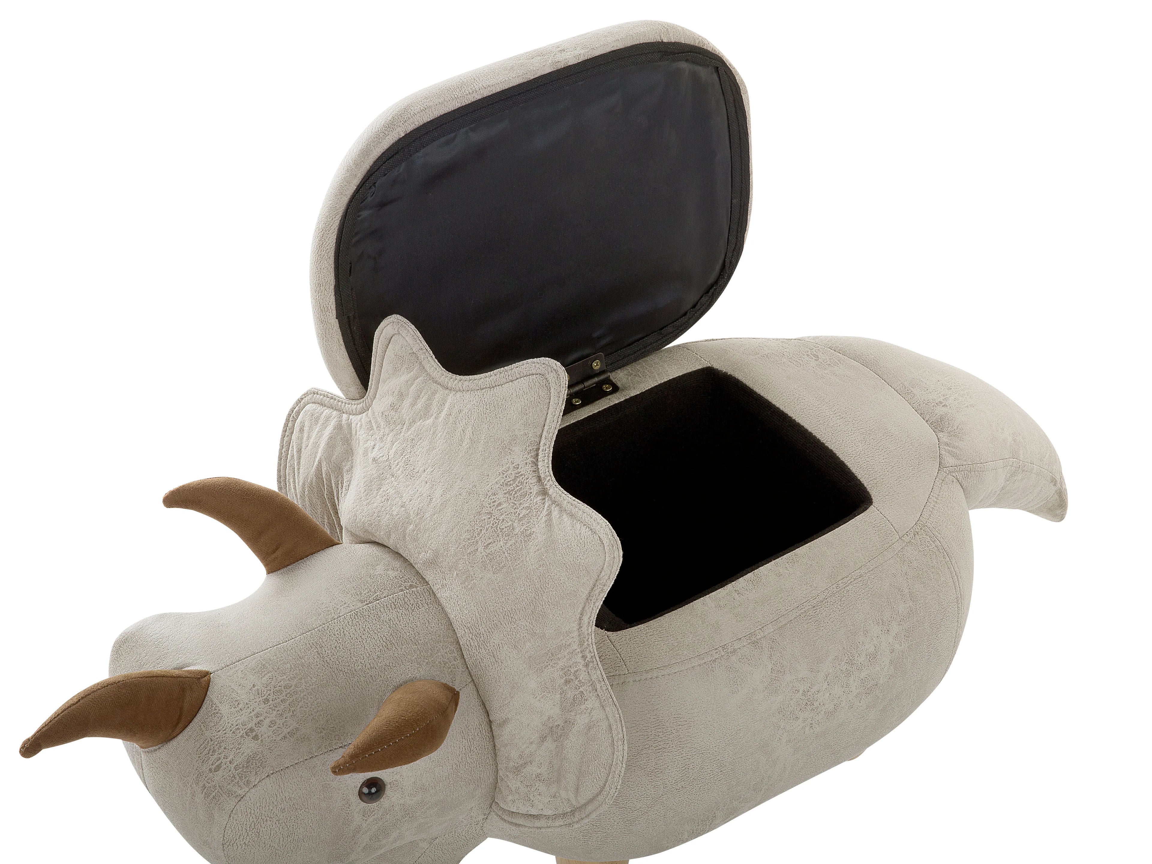  Storage Animal Stool TRICERATOPS Fabric Light Grey Dinosaur