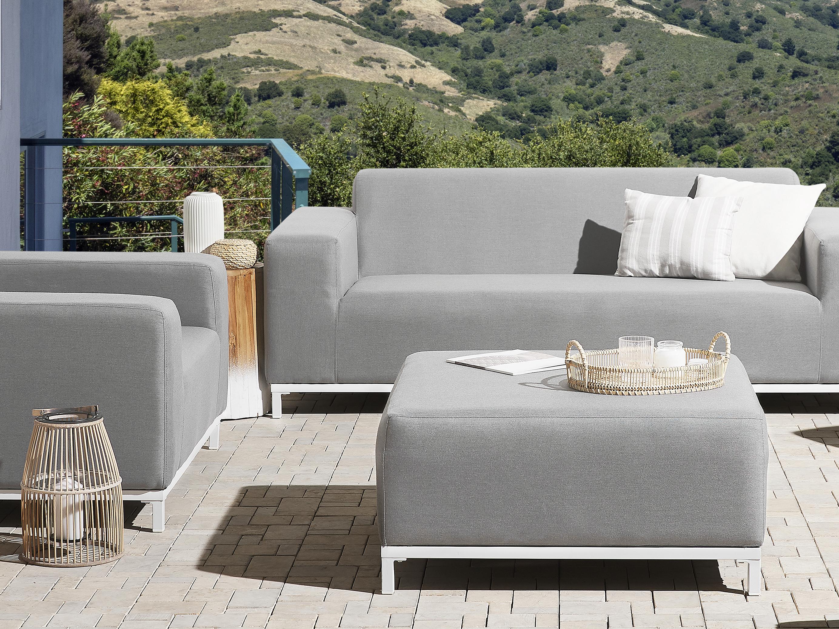  Ottoman ROVIGO Fabric Light Grey