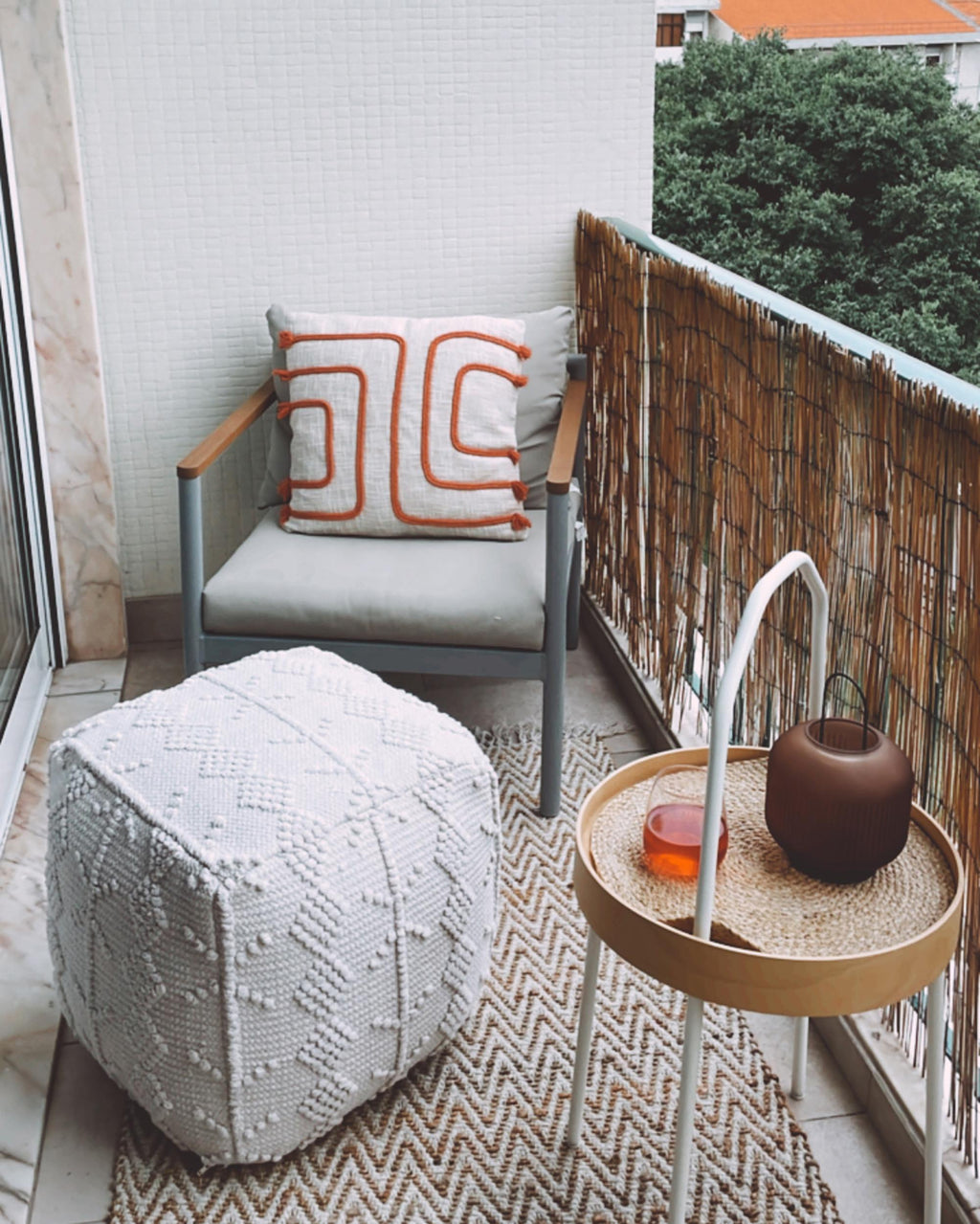  Pouffe WARANGAL Cotton White