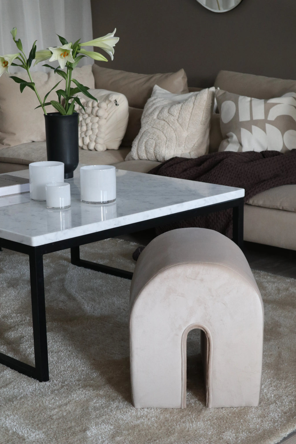  Pouffe MODOC Velvet Beige